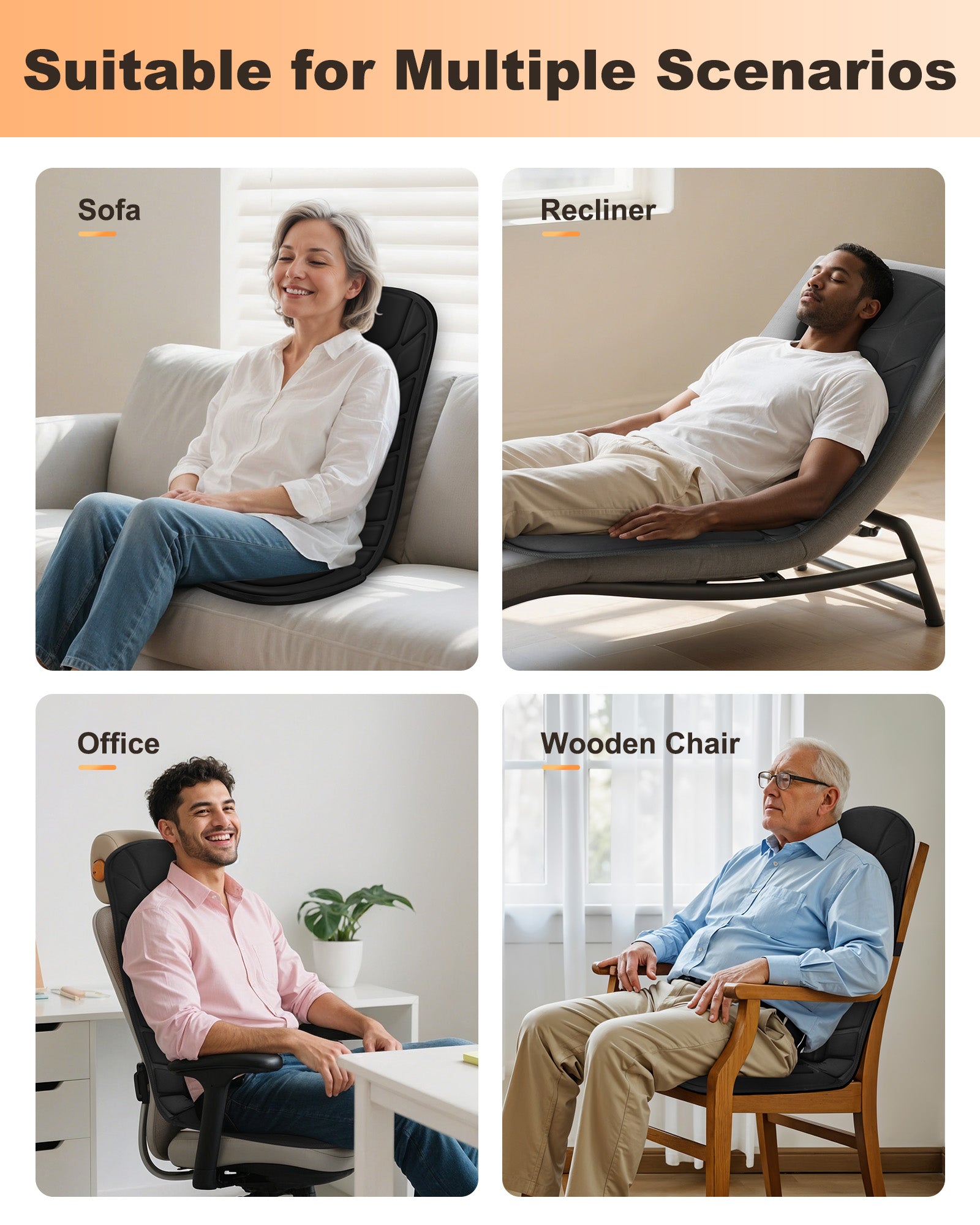 Heated Vibrating Back Massager for Chair - Neck & Lower Pain Relief