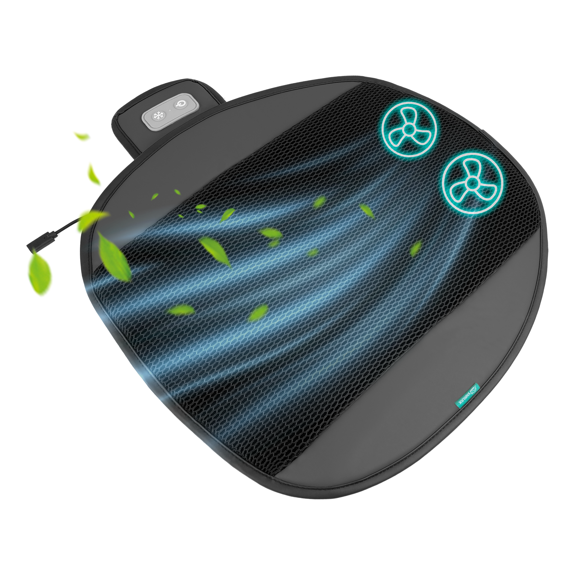 Cooling Car Seat Cushion with 2 Fans & 3D Mesh - Auto Shut-Off