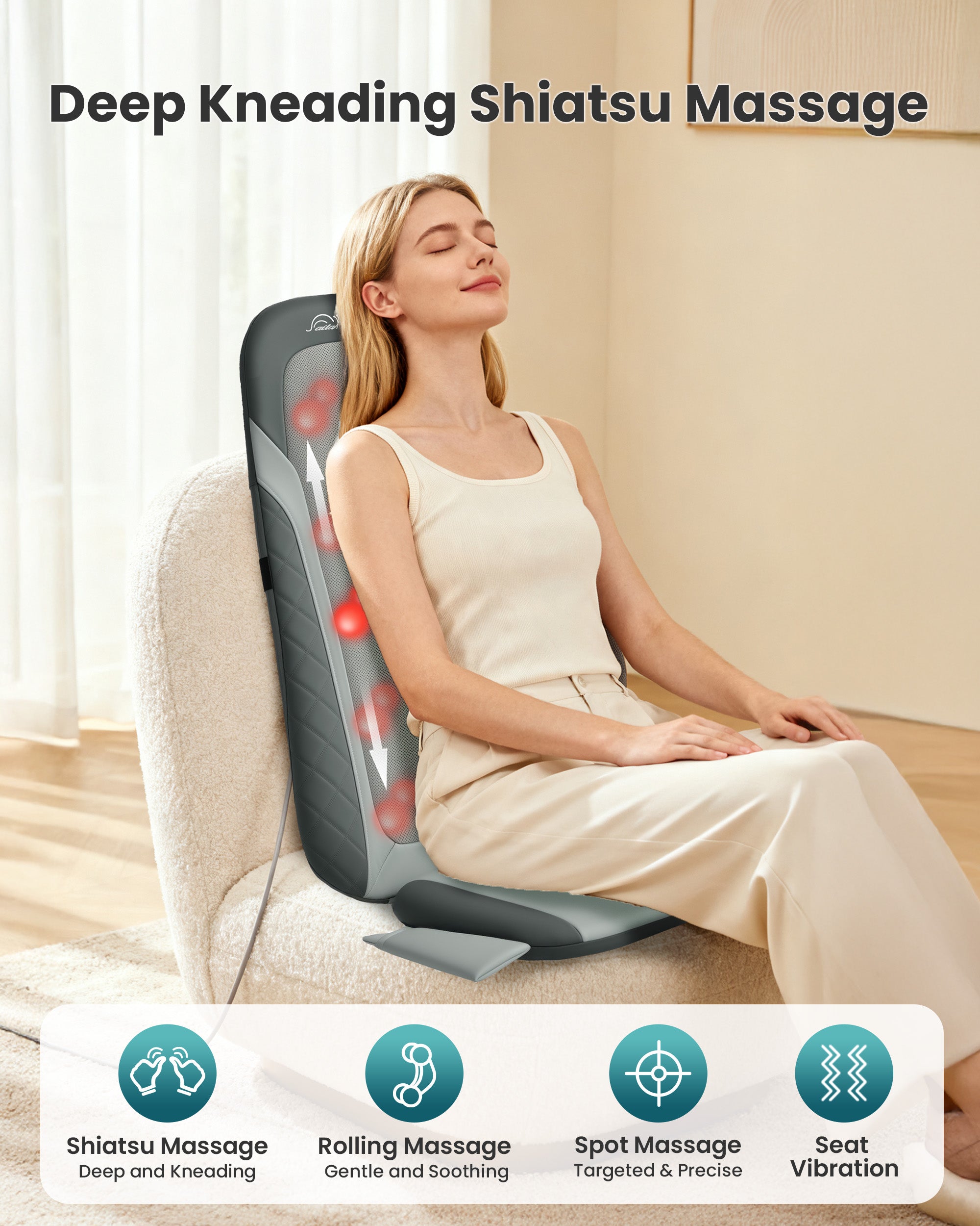 Shiatsu Back Massager, Longer Massage Chair Pad
