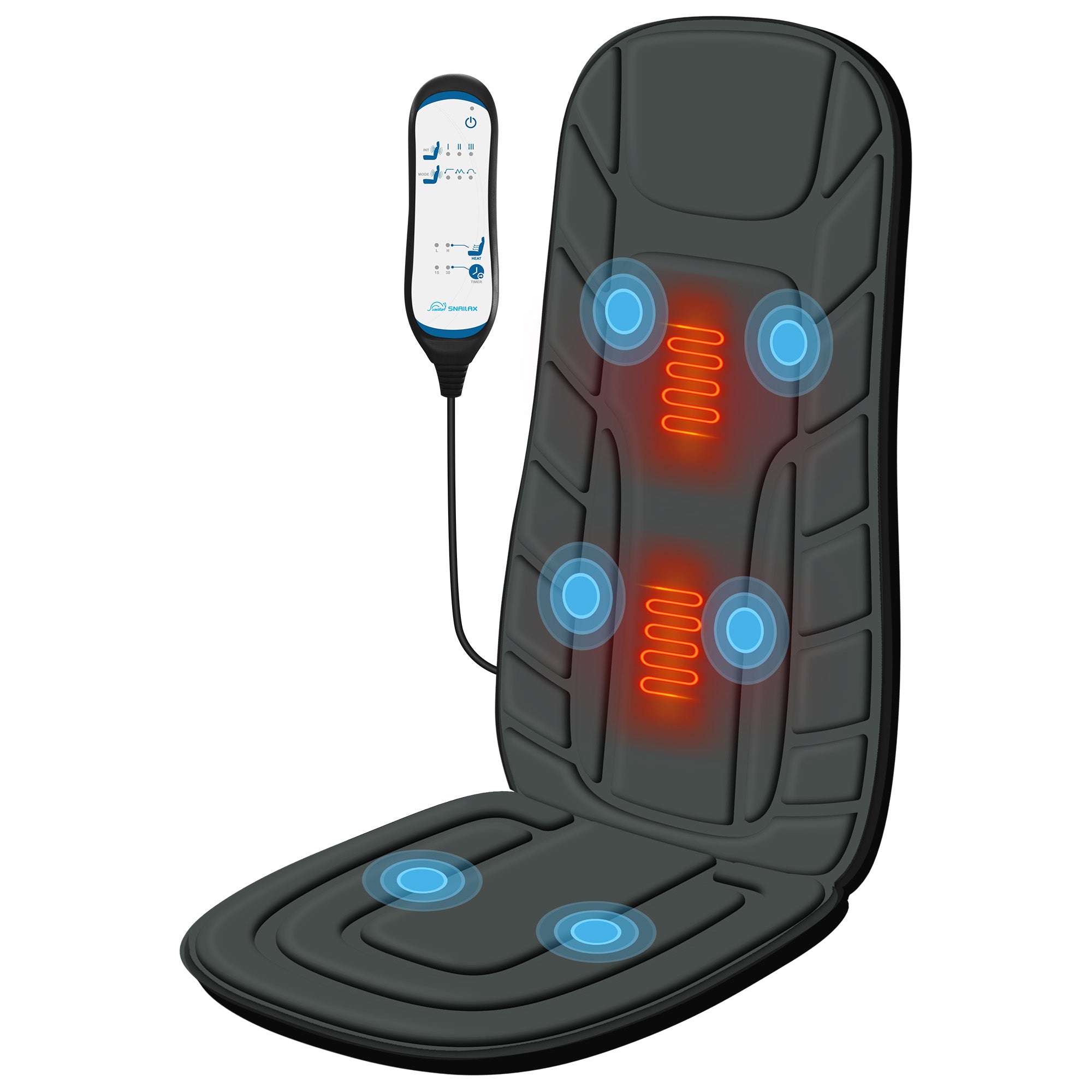 Heated Vibrating Back Massager for Chair – Full Back, Neck & Shoulder Pain Relief