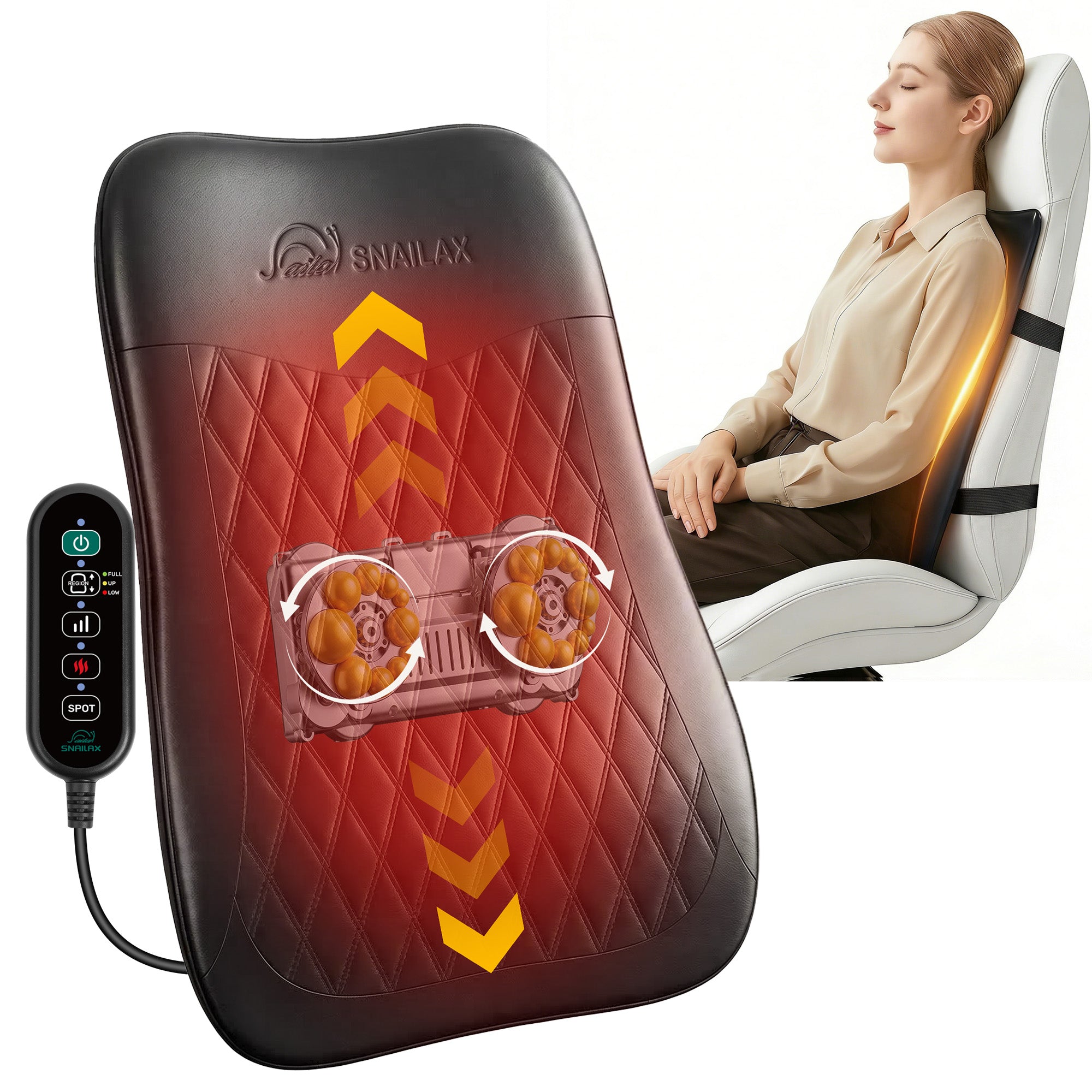 洋楽 STRES and HEAT Ultra-Slim 4D Shiatsu Back Massager with Heat | 10-Node Deep Tissue Ch