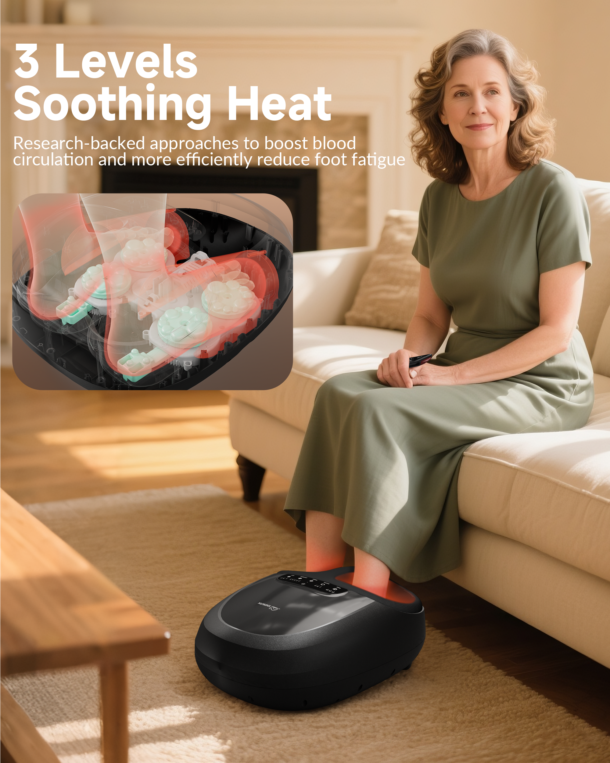 Shiatsu Foot Massager Plantar Fasciitis Neuropathy, Kneading with Remote Control
