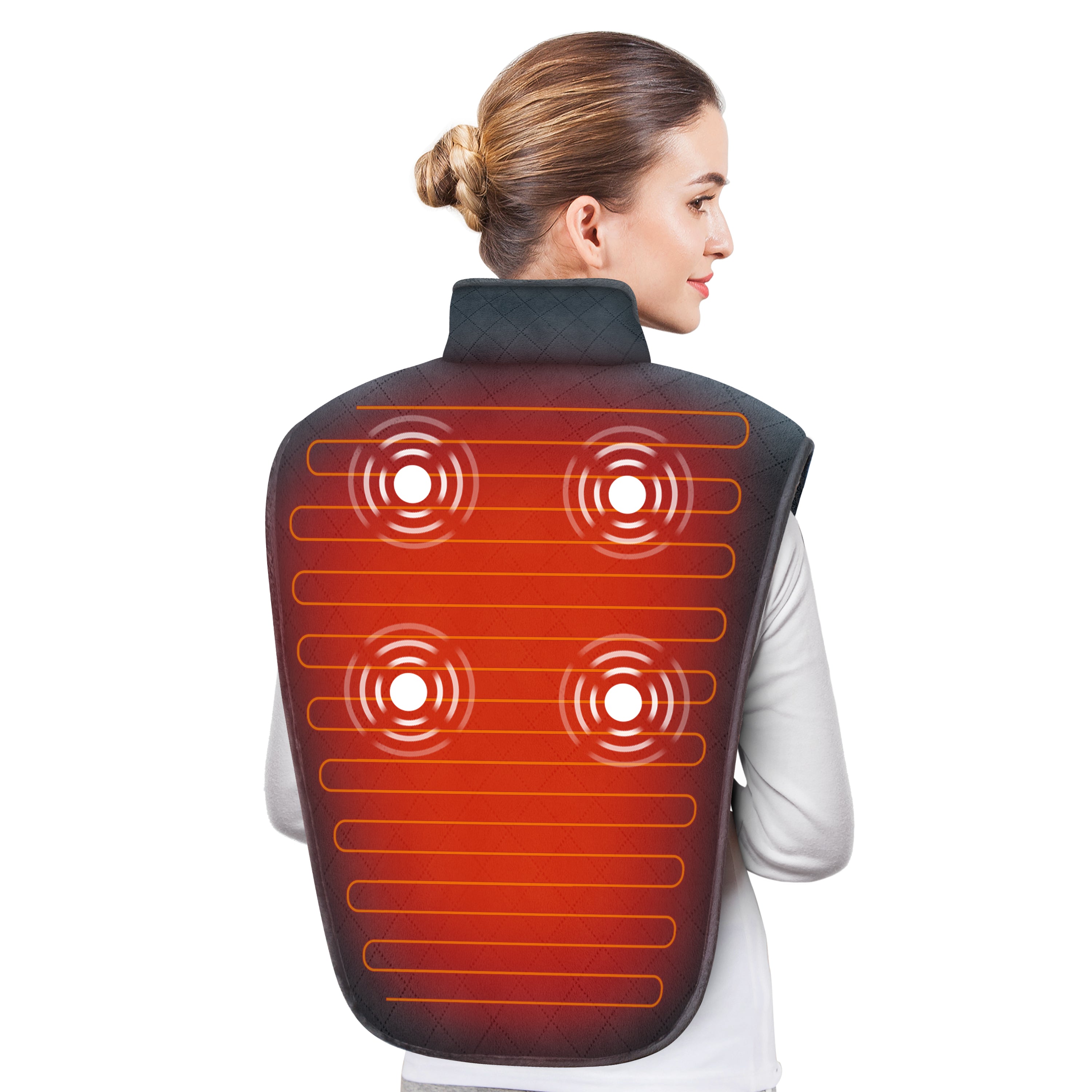 Heating Pad for Neck and Shoulders, Large Heat Pads for Back Pain, Cramps, Electric Back Massager with Fast Heating