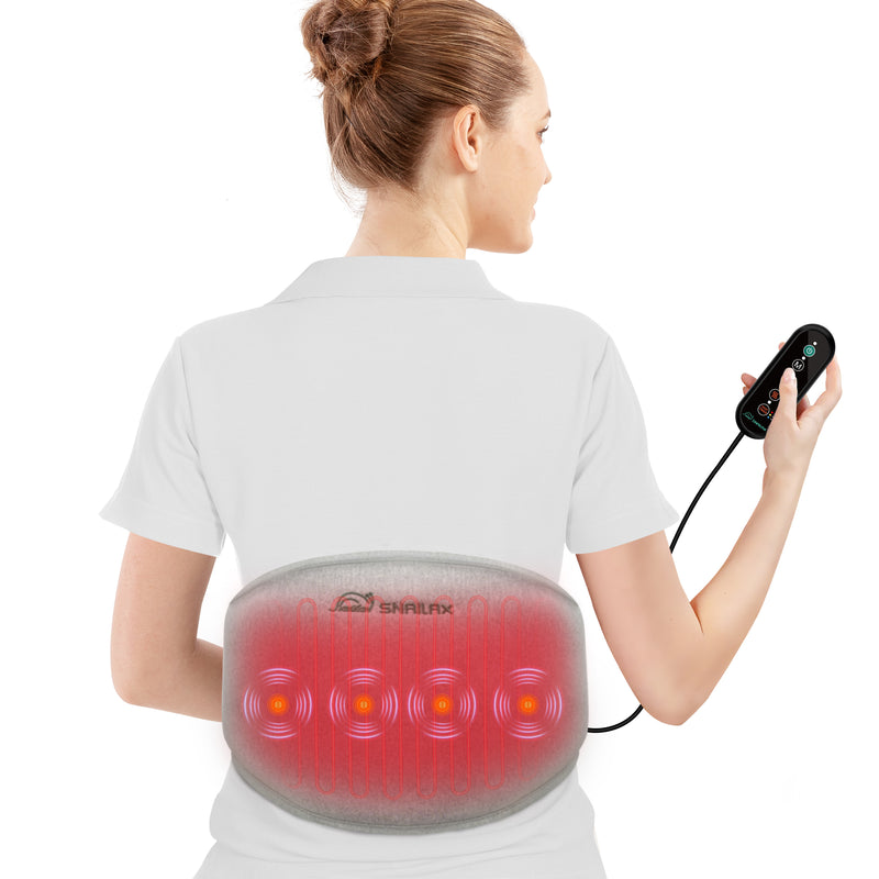Snailax Vibration Massage Belt for Back Pain Relief with Heat(Gray)--SL-606G