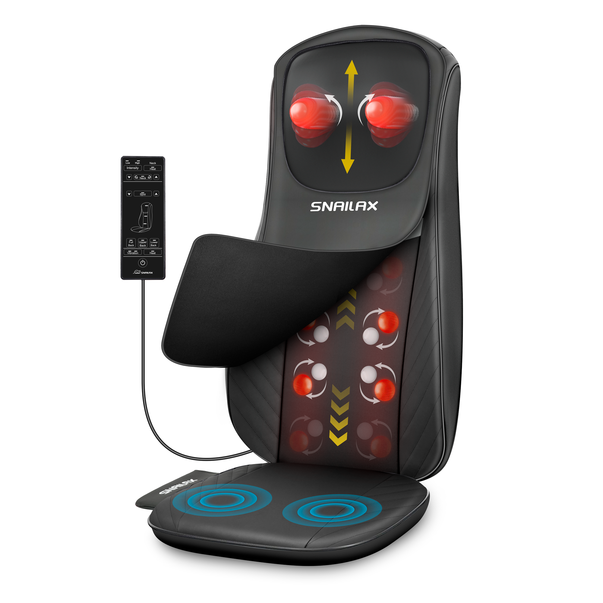 Snailax Heated Shiatsu Neck & Back Massager - Full Back & Shoulder Pain Relief