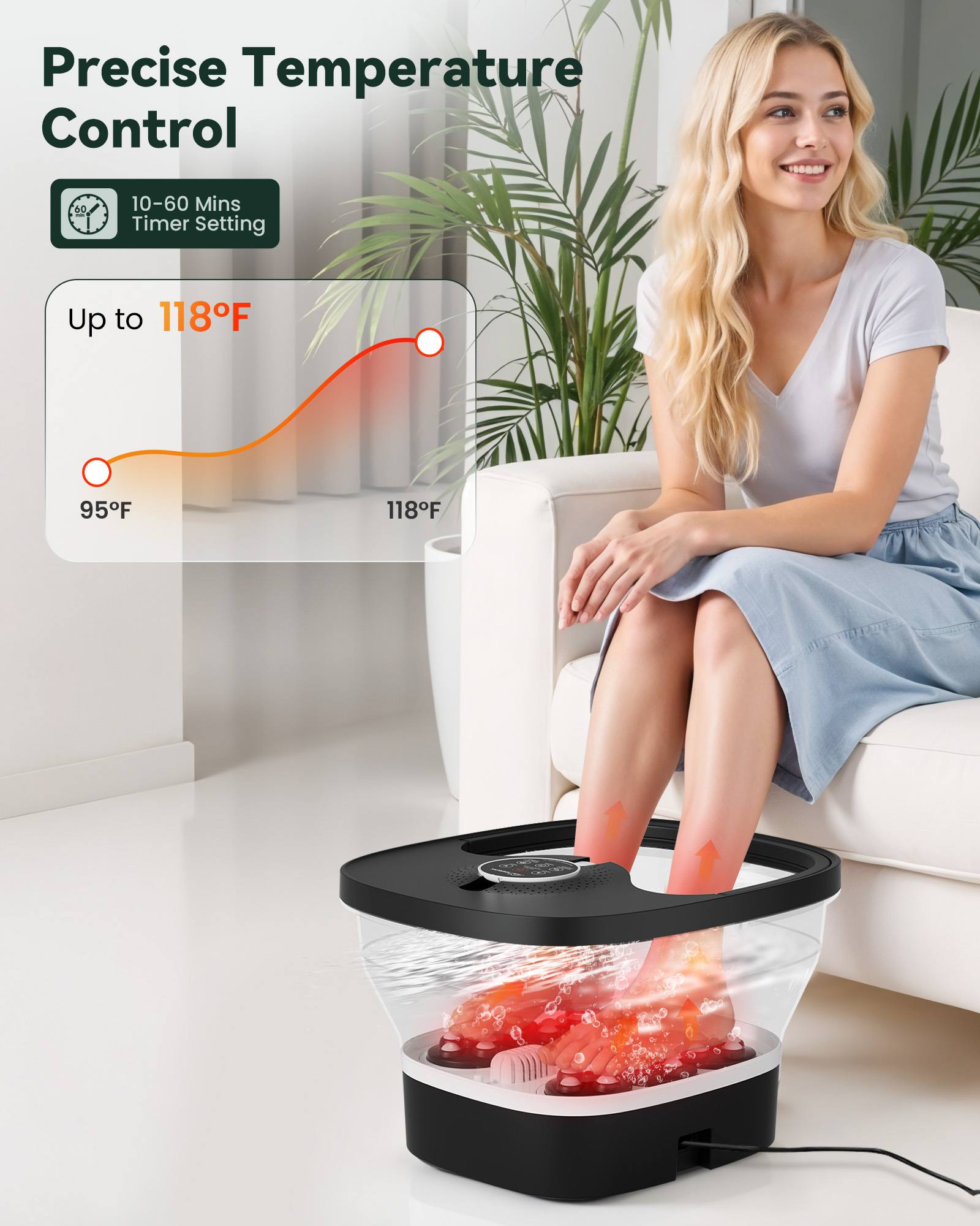 Snailax Foot Spa Bath Massager with Remote Control & Shiatsu Massage Rollers