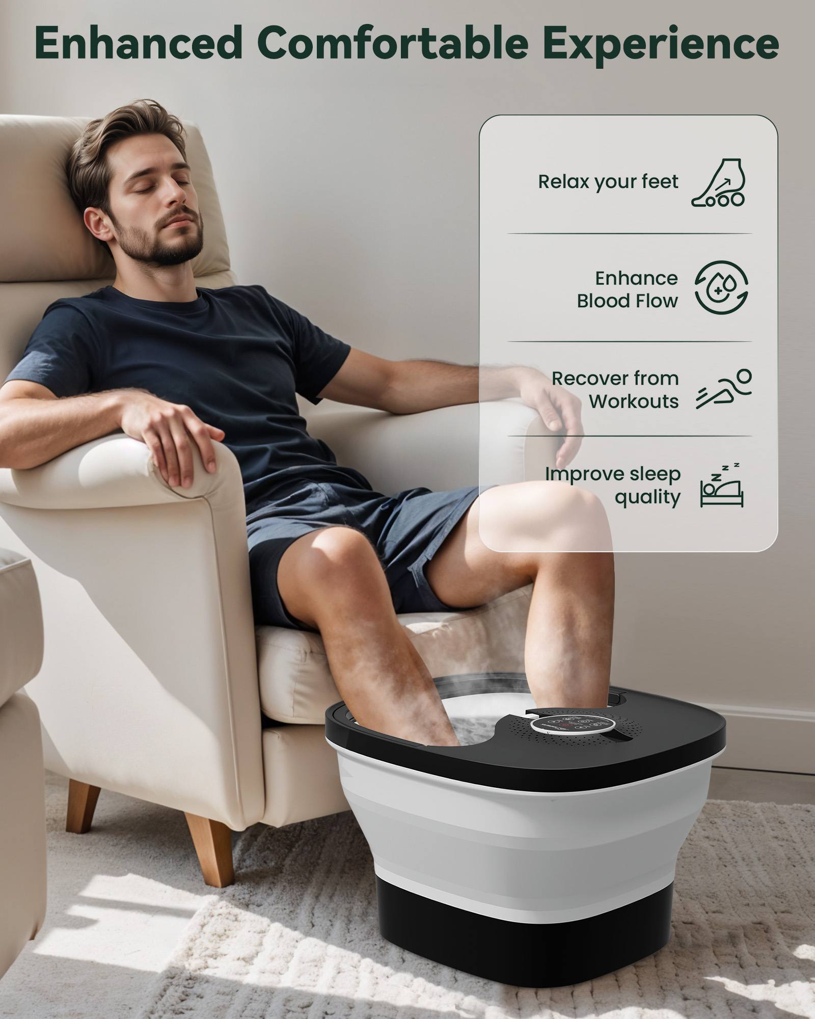 Snailax Foot Spa Bath Massager with Remote Control & Shiatsu Massage Rollers