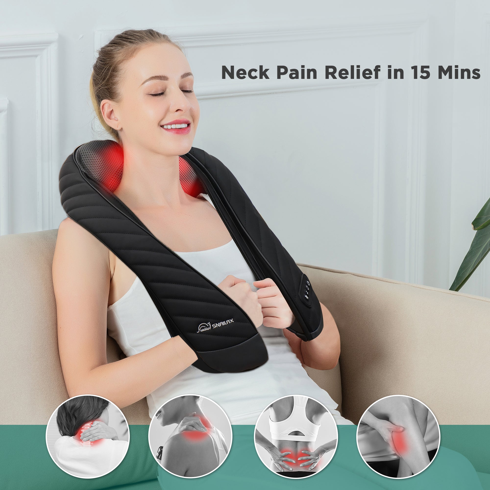 Shiatsu Neck Massager with Heat - 3D Kneading for Neck & Shoulder Pain