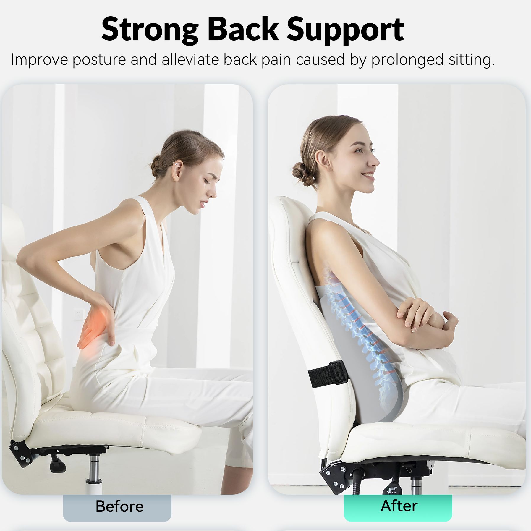Snailax Memory Foam Lumbar Support Pillow for Office Chair & Car Seat