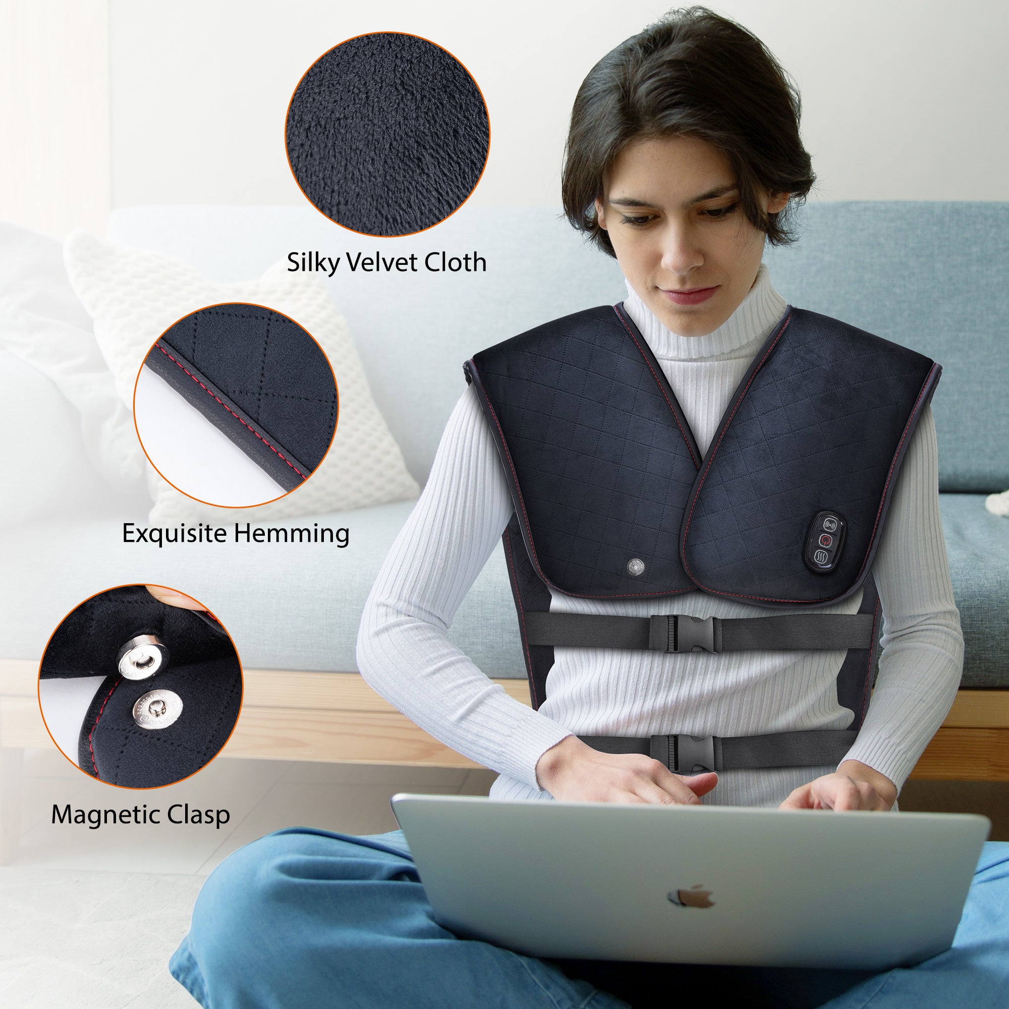 Heating Pad for Neck and Shoulders, Large Heat Pads for Back Pain, Cramps, Electric Back Massager with Fast Heating