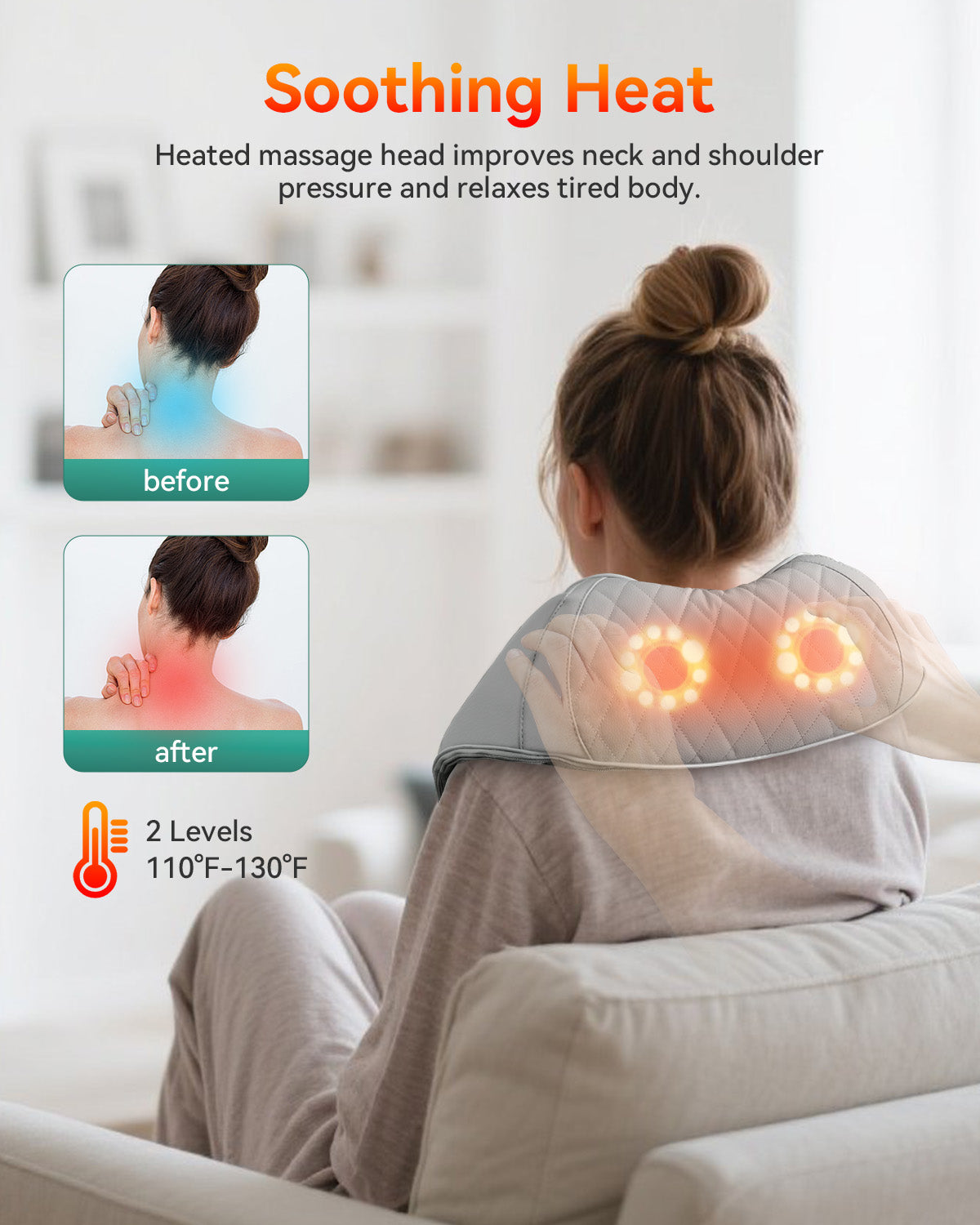 Snailax Cordless Neck Massager with Heat, with Portable Carry Bag