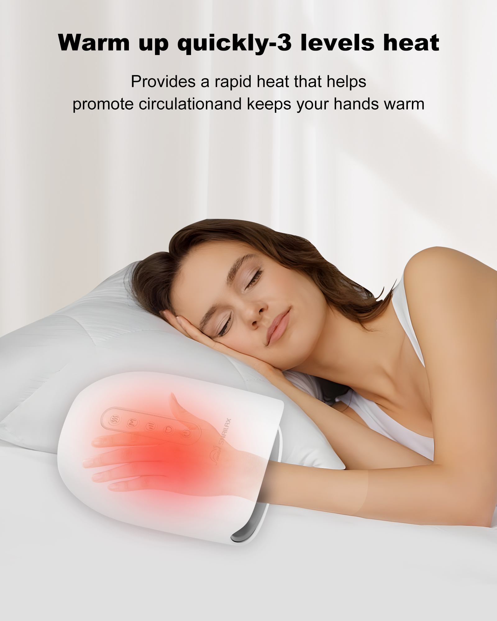 Cordless Hand Massager, 6 Levels Finger & Palm Pressure