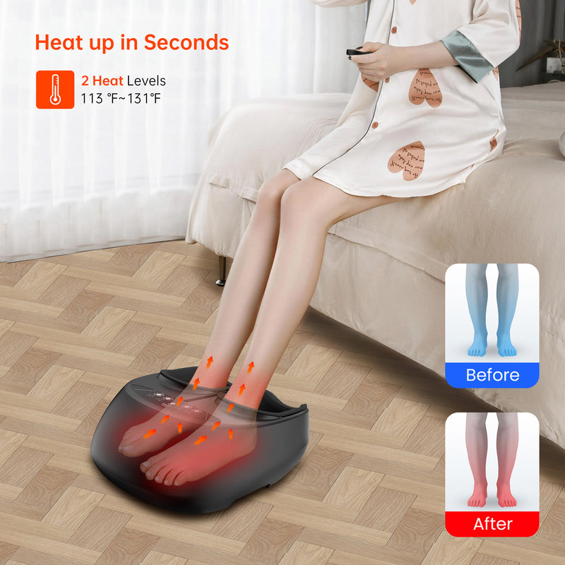 Snailax Electric Shiatsu Foot Massager with Heat Kneading Vibration Compression Size 13 - SL-527RC
