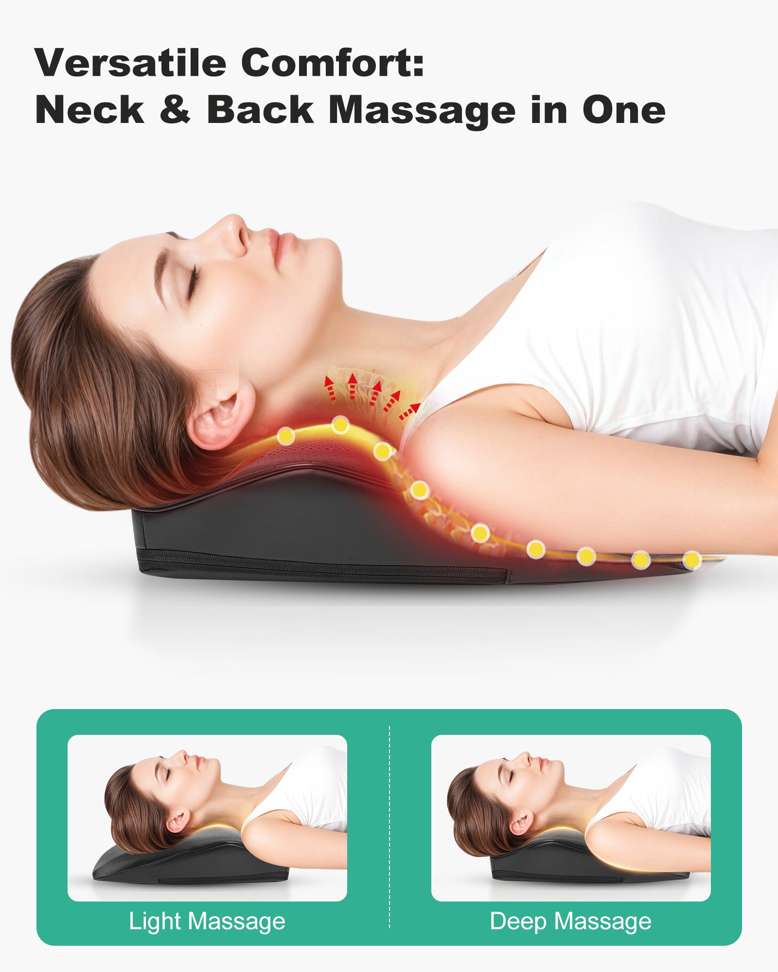 Snailax Cordless Heated Shiatsu Back and Neck Massager with Lumbar Support