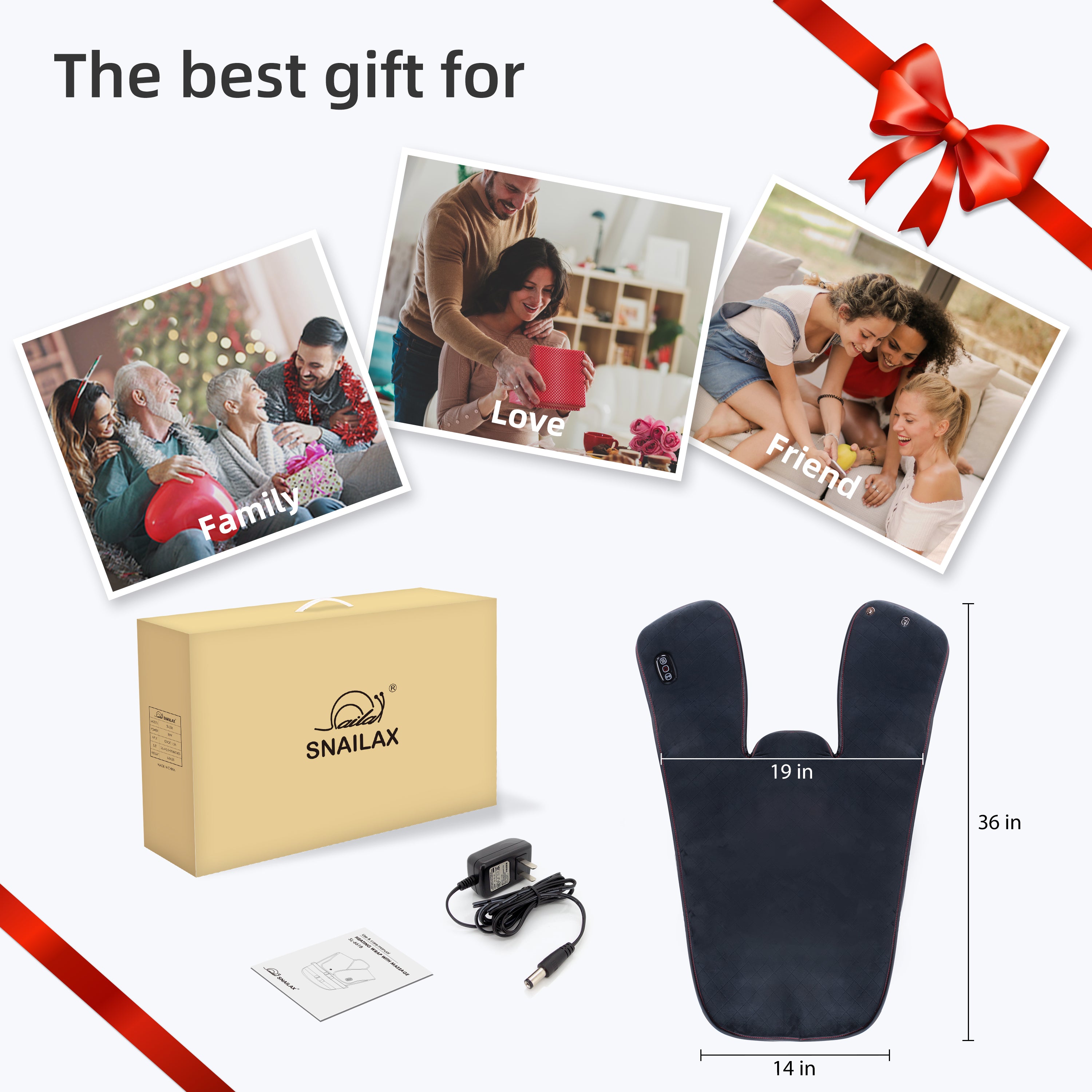 Heating Pad for Neck and Shoulders, Large Heat Pads for Back Pain, Cramps, Electric Back Massager with Fast Heating