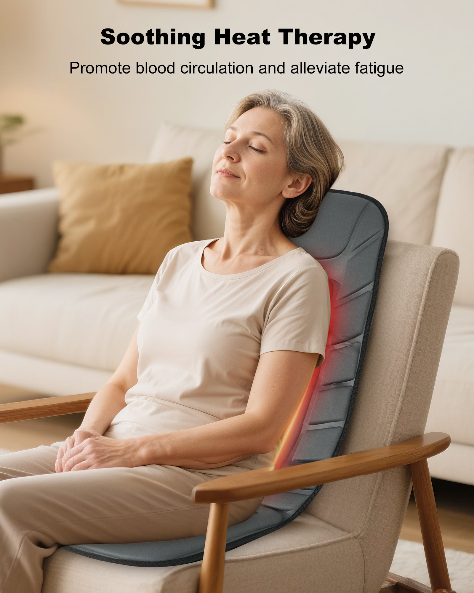 Heated Vibrating Back Massager for Chair – Full Back, Neck & Shoulder Pain Relief