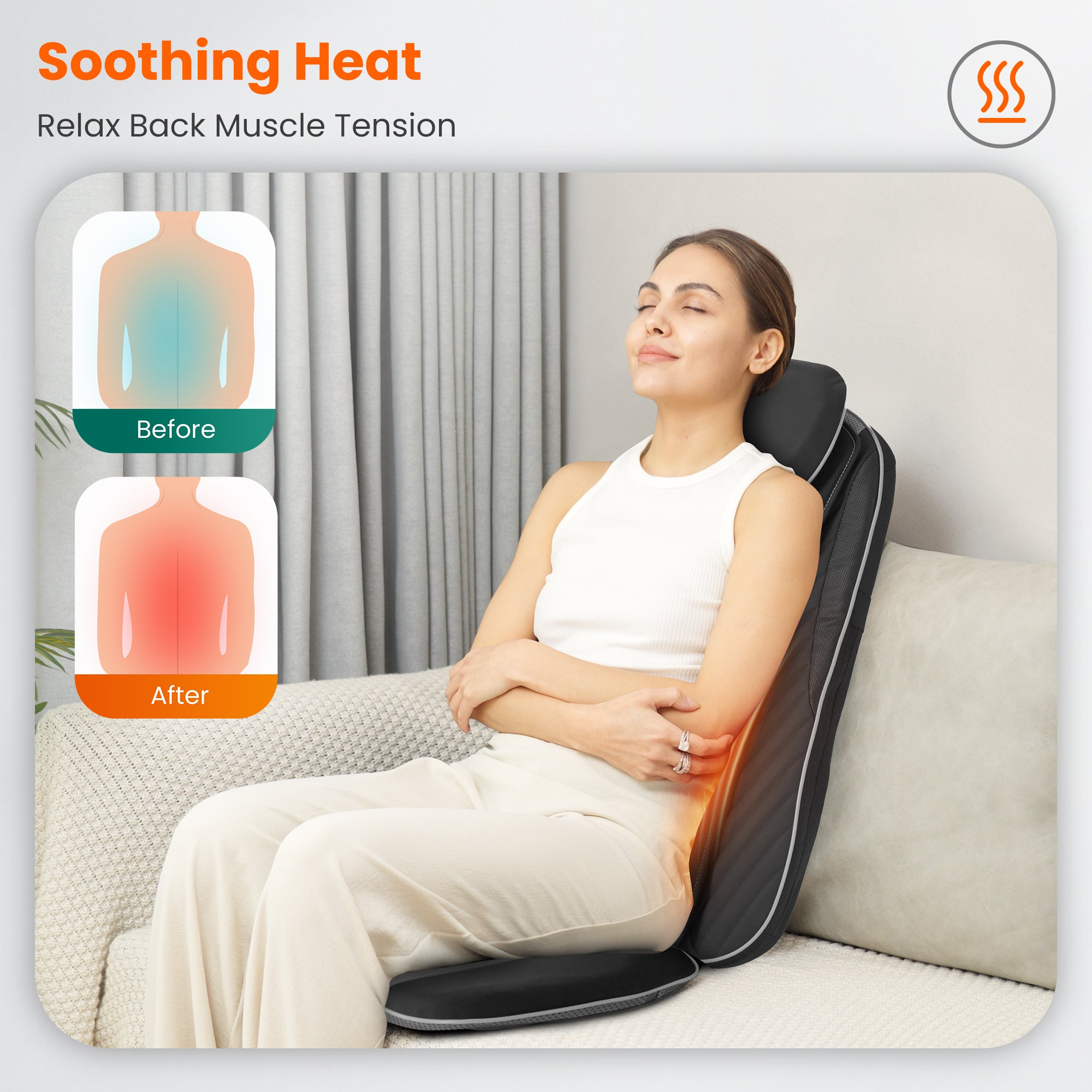 Snailax Heated Back Massager with Vibration - Office Chair & Car Seat