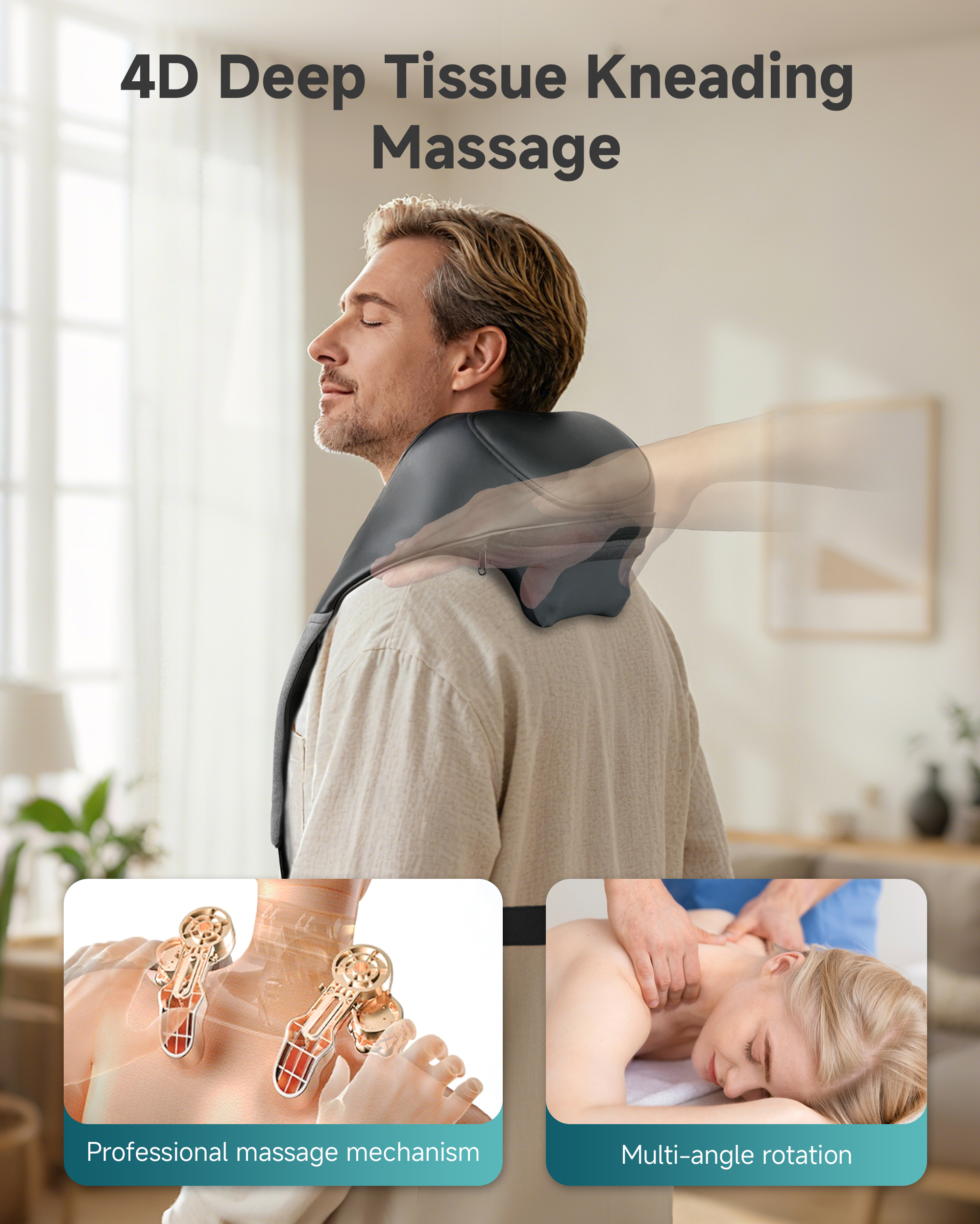 2026 Upgrade Cordless Shiatsu Neck Massager, Graphene & Heating Rechargable