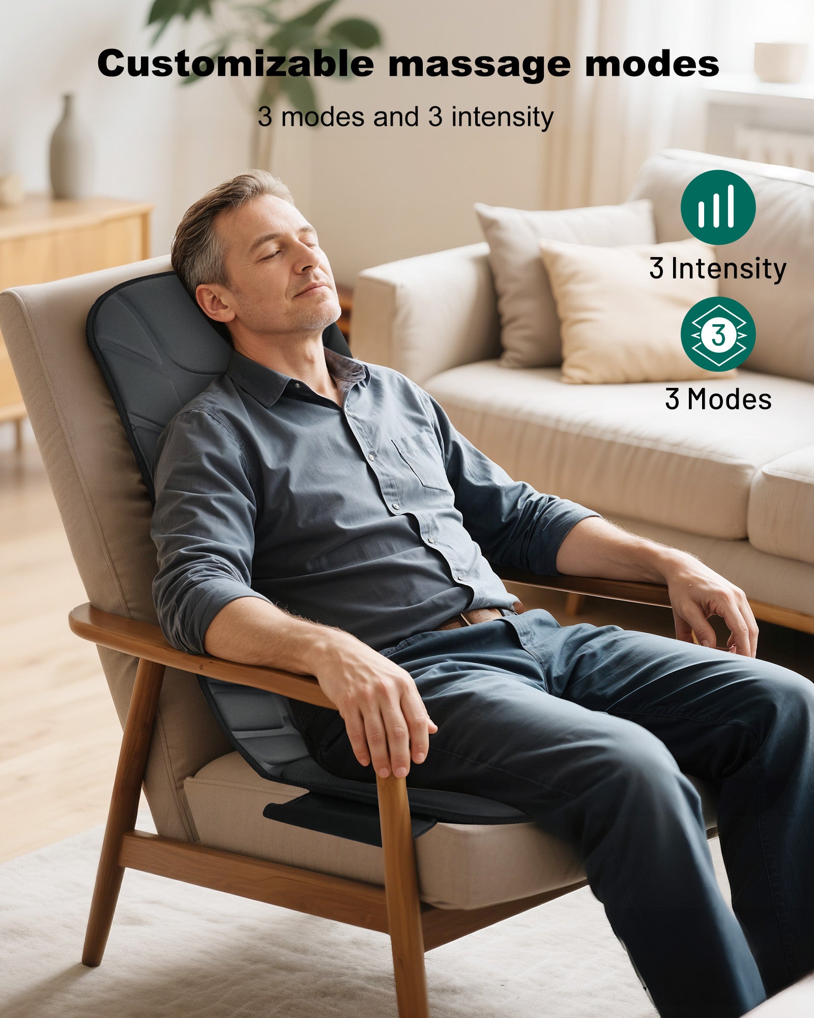 Heated Vibrating Back Massager for Chair – Full Back, Neck & Shoulder Pain Relief