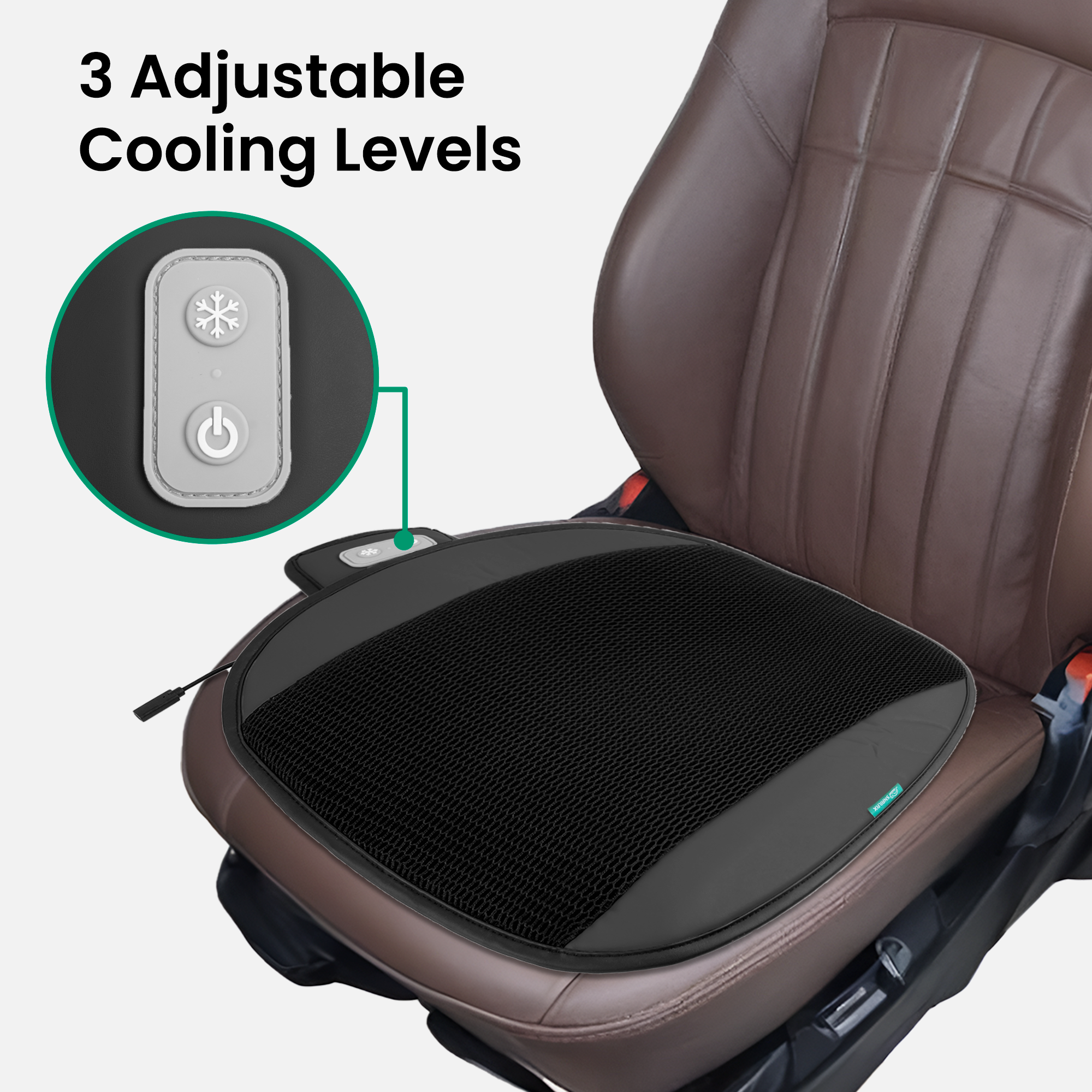 Cooling Car Seat Cushion with 2 Fans & 3D Mesh - Auto Shut-Off