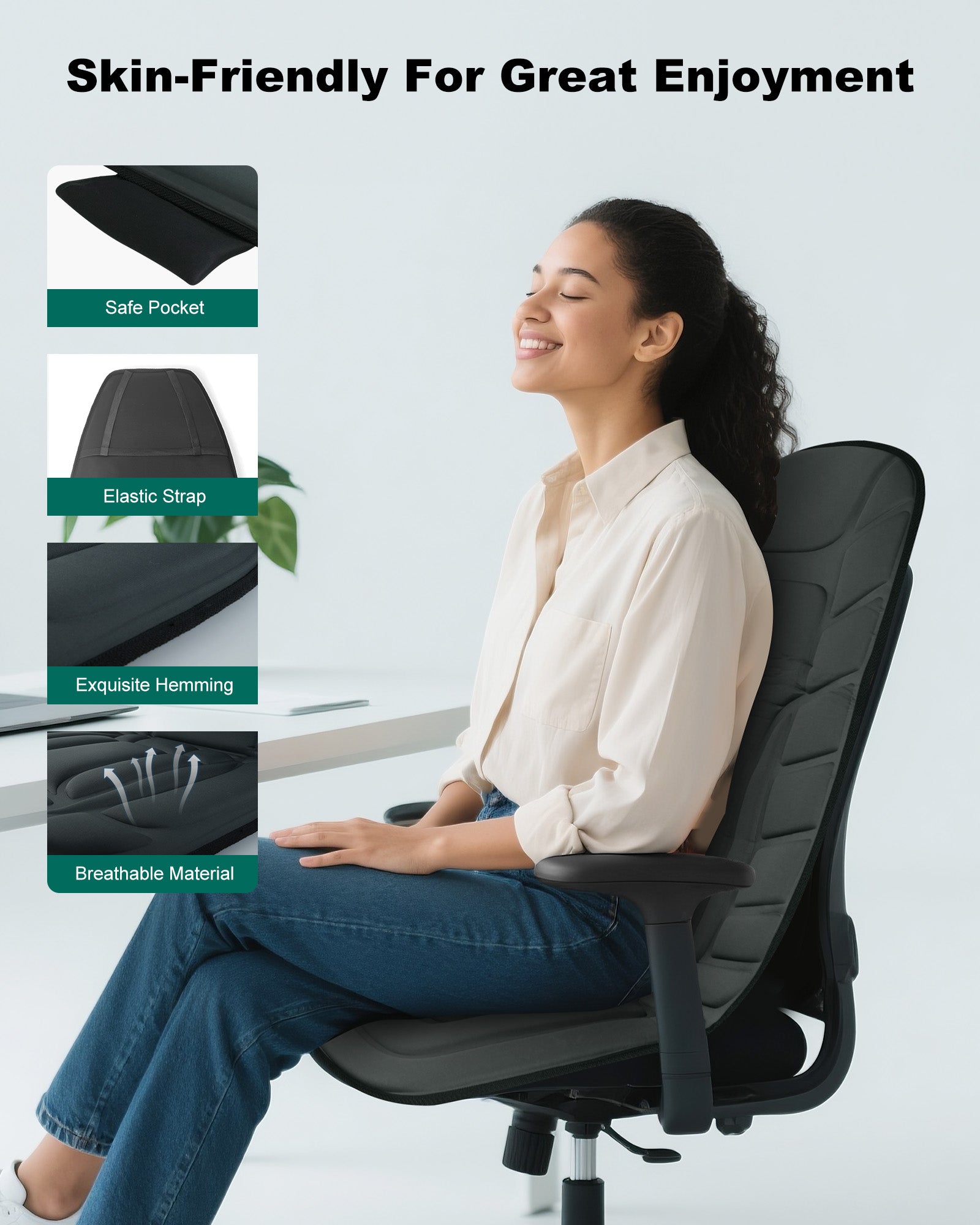 Heated Vibrating Back Massager for Chair – Full Back, Neck & Shoulder Pain Relief