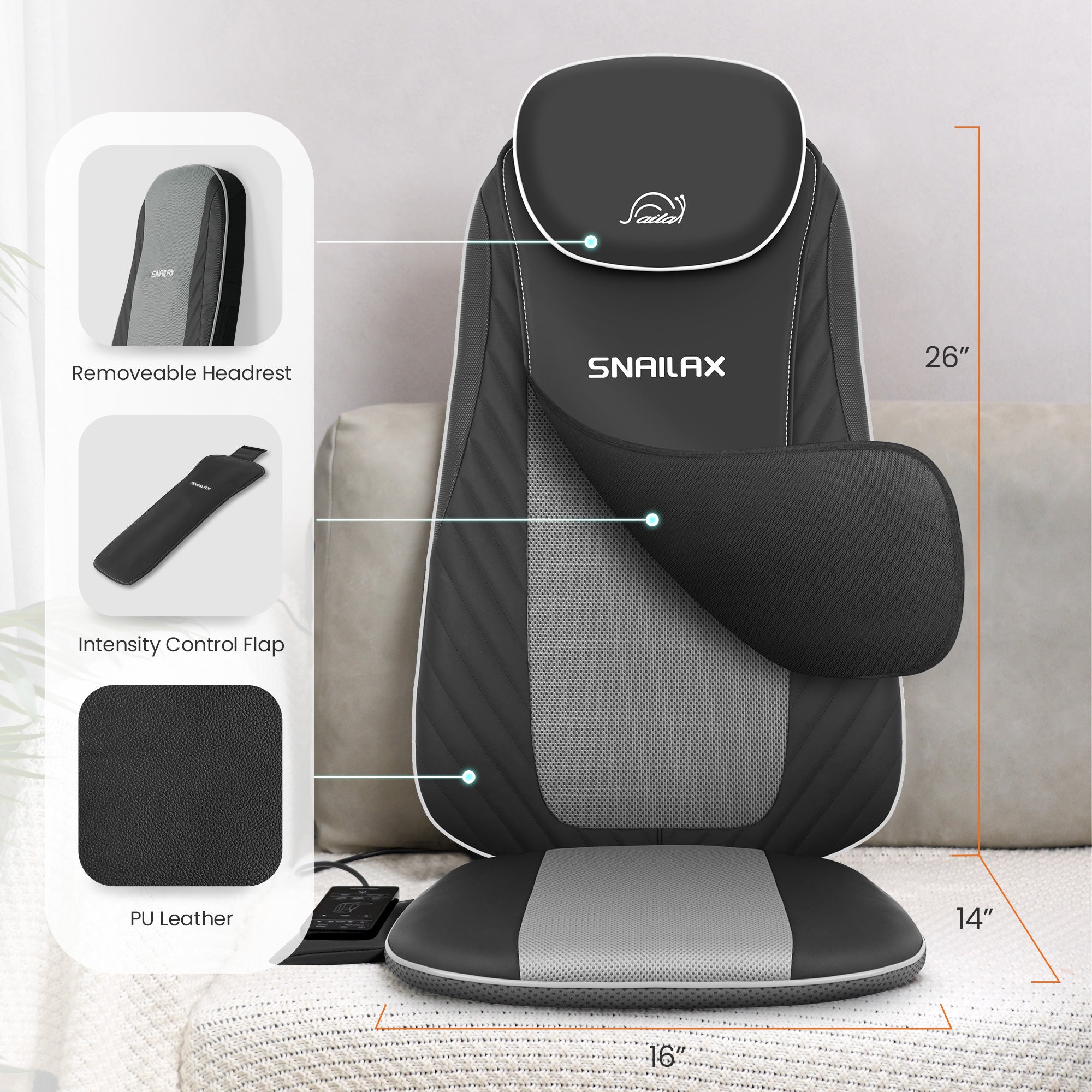 Snailax Heated Back Massager with Vibration - Office Chair & Car Seat