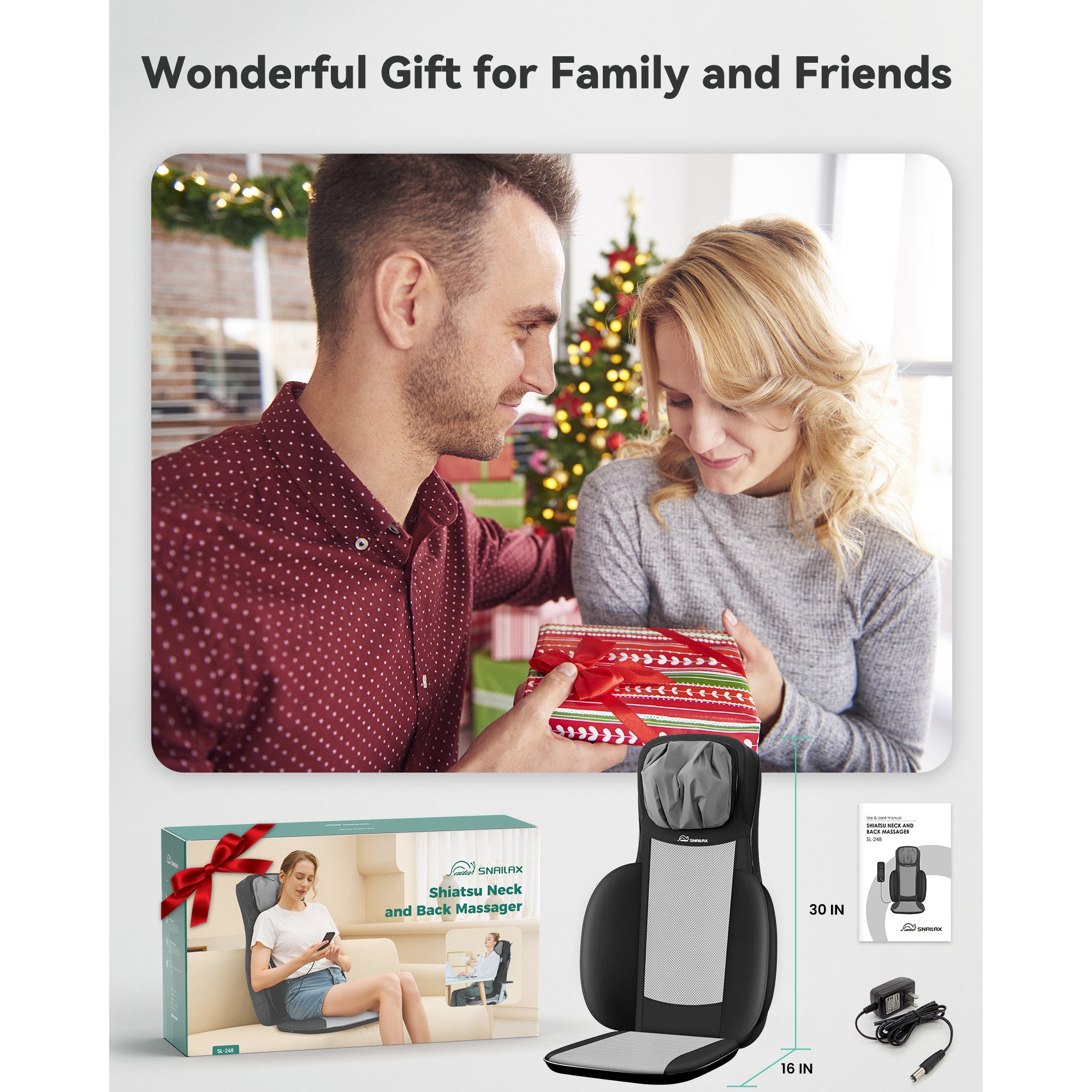 Full Body Massage Chair Pad, Shiatsu Neck and Back Massager with Heat