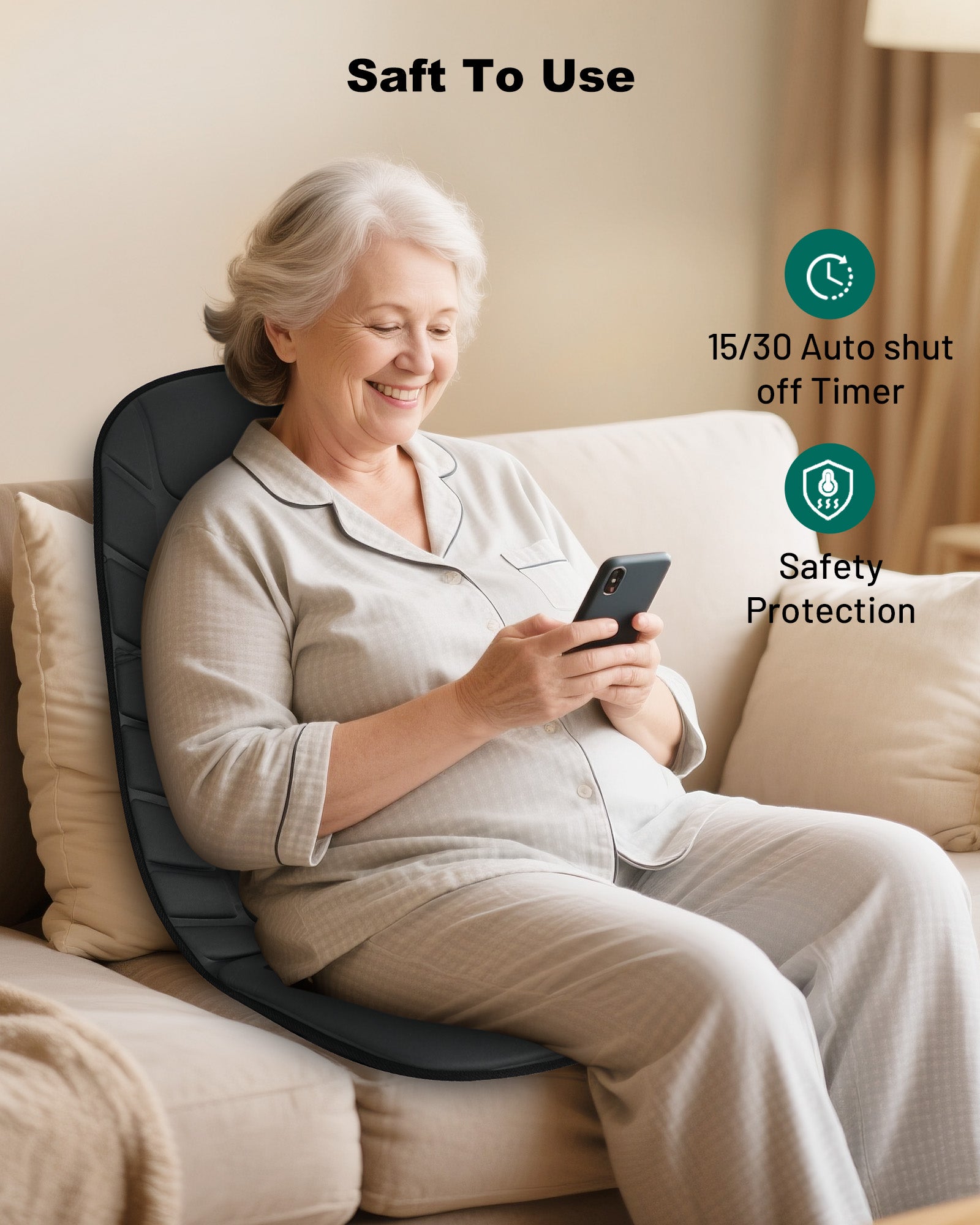 Heated Vibrating Back Massager for Chair – Full Back, Neck & Shoulder Pain Relief