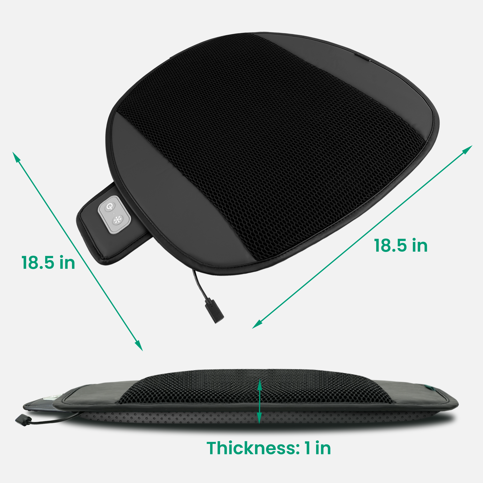 Cooling Car Seat Cushion with 2 Fans & 3D Mesh - Auto Shut-Off