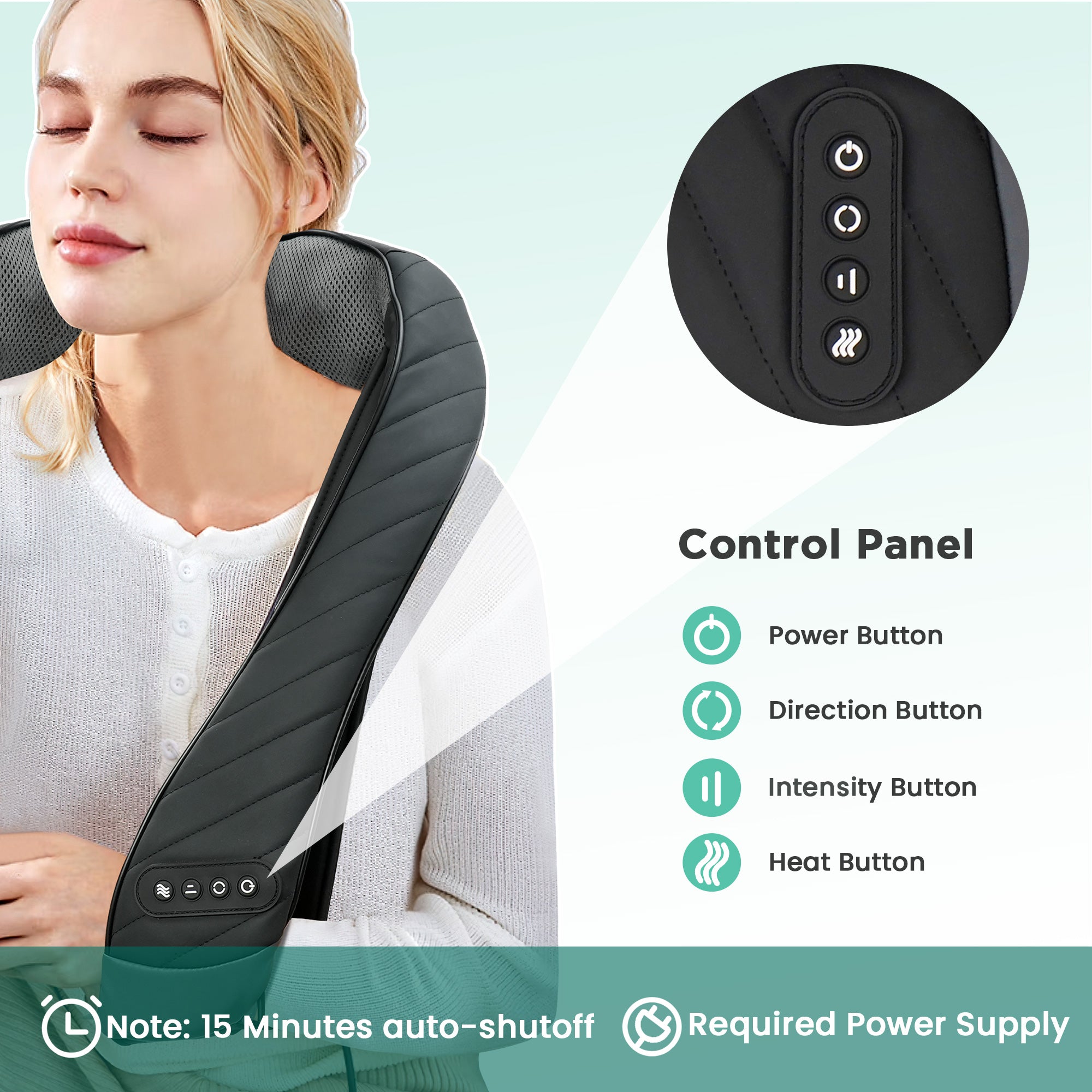 Shiatsu Neck Massager with Heat - 3D Kneading for Neck & Shoulder Pain
