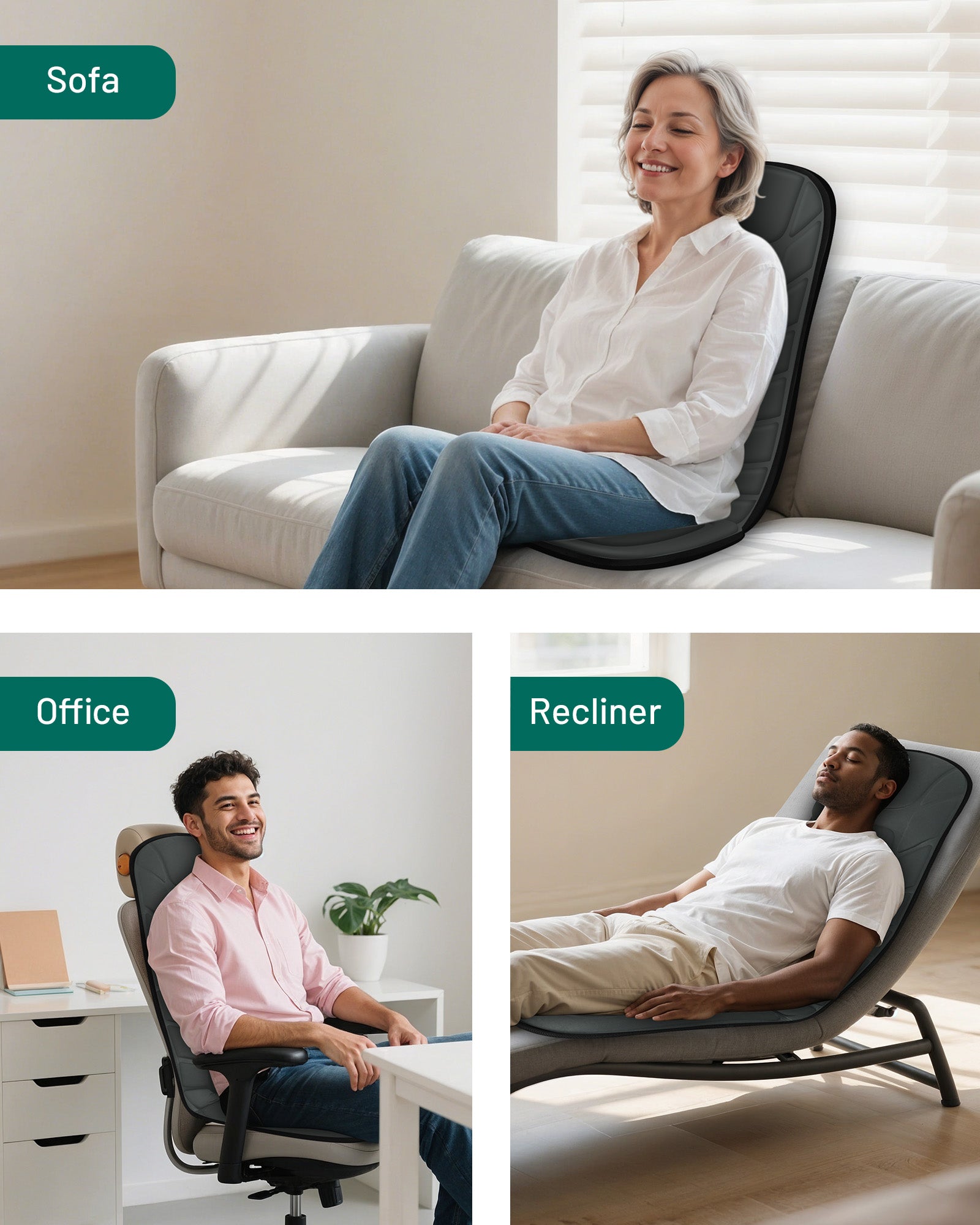 Heated Vibrating Back Massager for Chair – Full Back, Neck & Shoulder Pain Relief