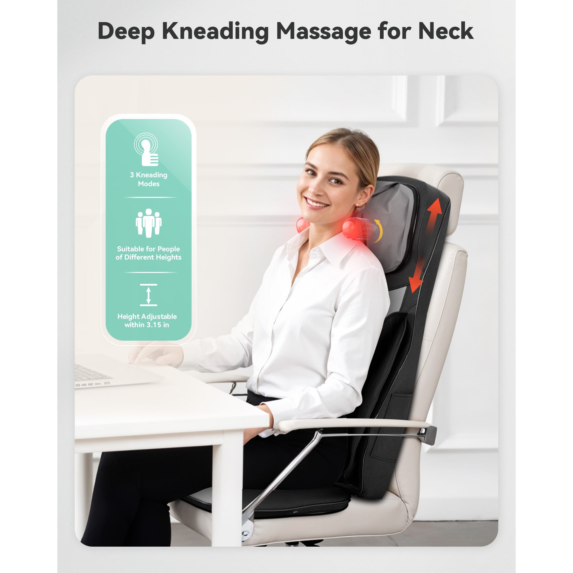 Full Body Massage Chair Pad, Shiatsu Neck and Back Massager with Heat
