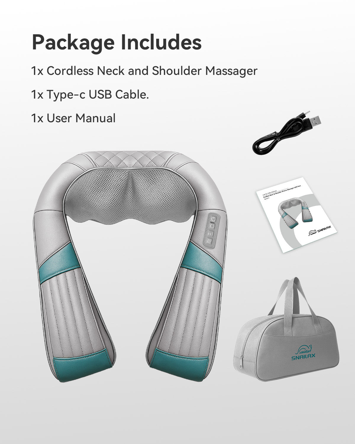 Snailax Cordless Neck Massager with Heat, with Portable Carry Bag