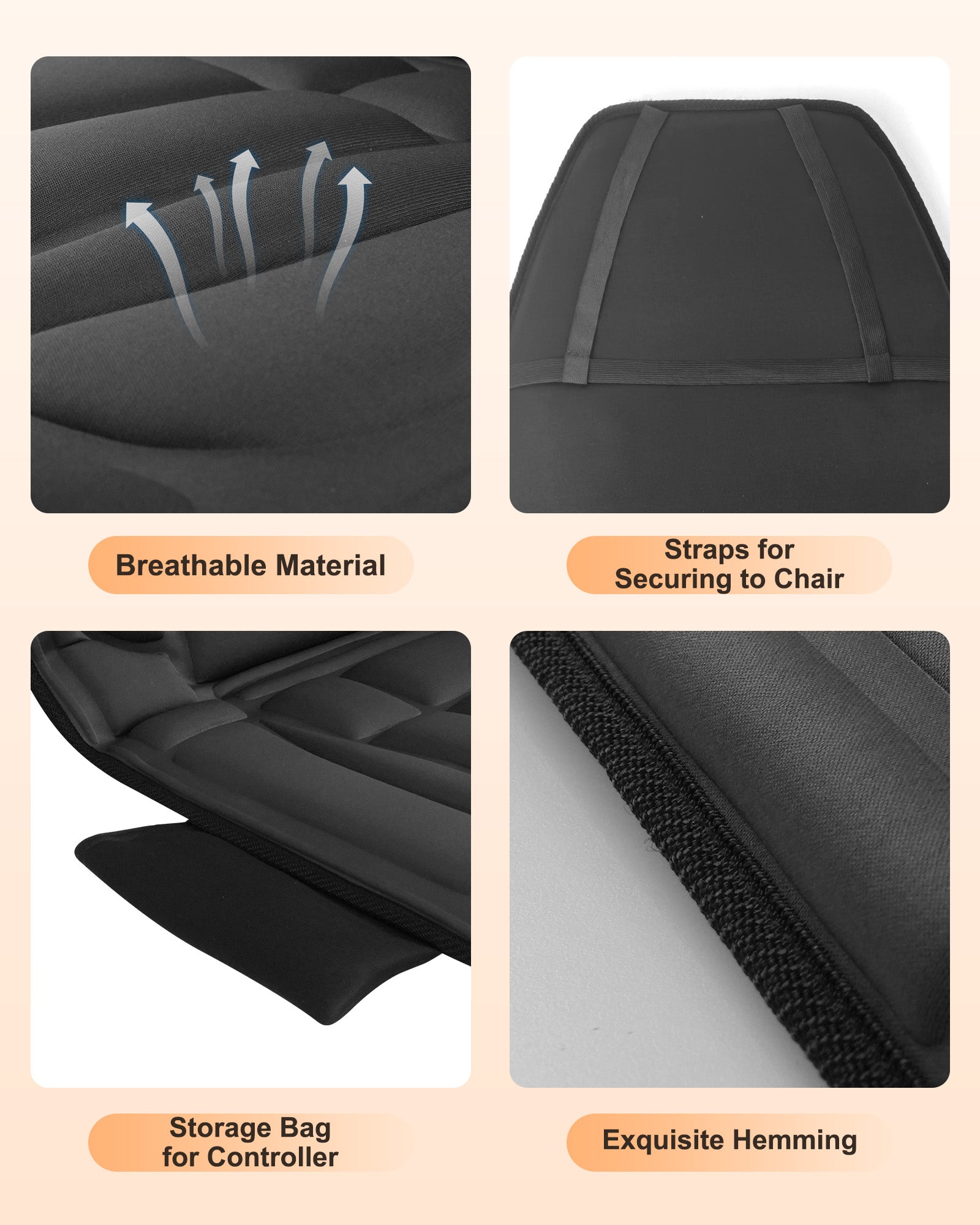 Heated Vibrating Back Massager for Chair - Neck & Lower Pain Relief