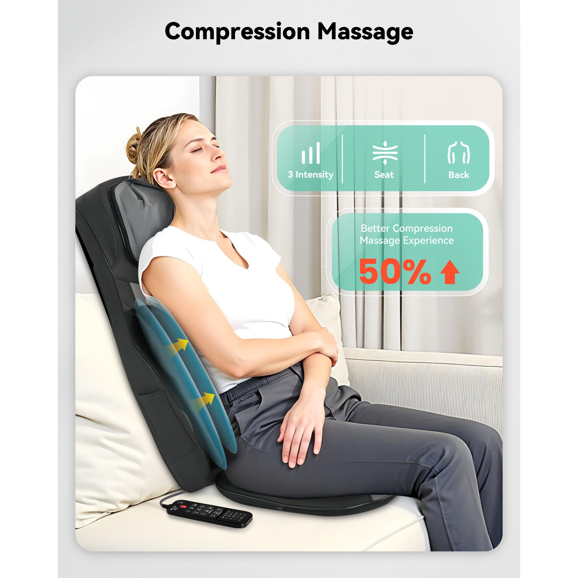 Full Body Massage Chair Pad, Shiatsu Neck and Back Massager with Heat