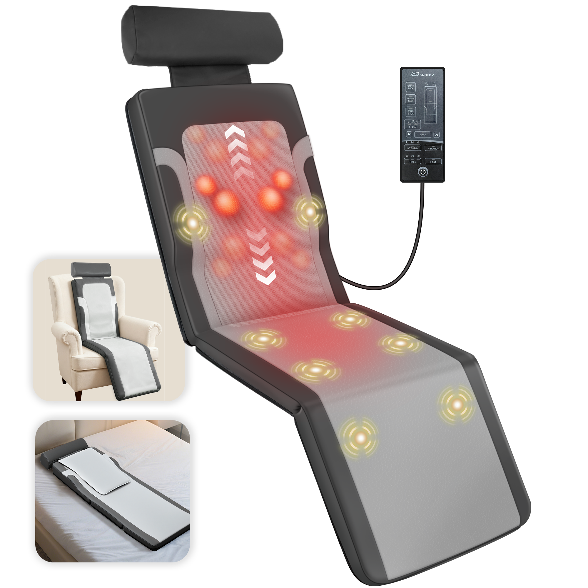 Shiatsu Back Massage Mat with Heat, Vibration Full Body Massage Mat