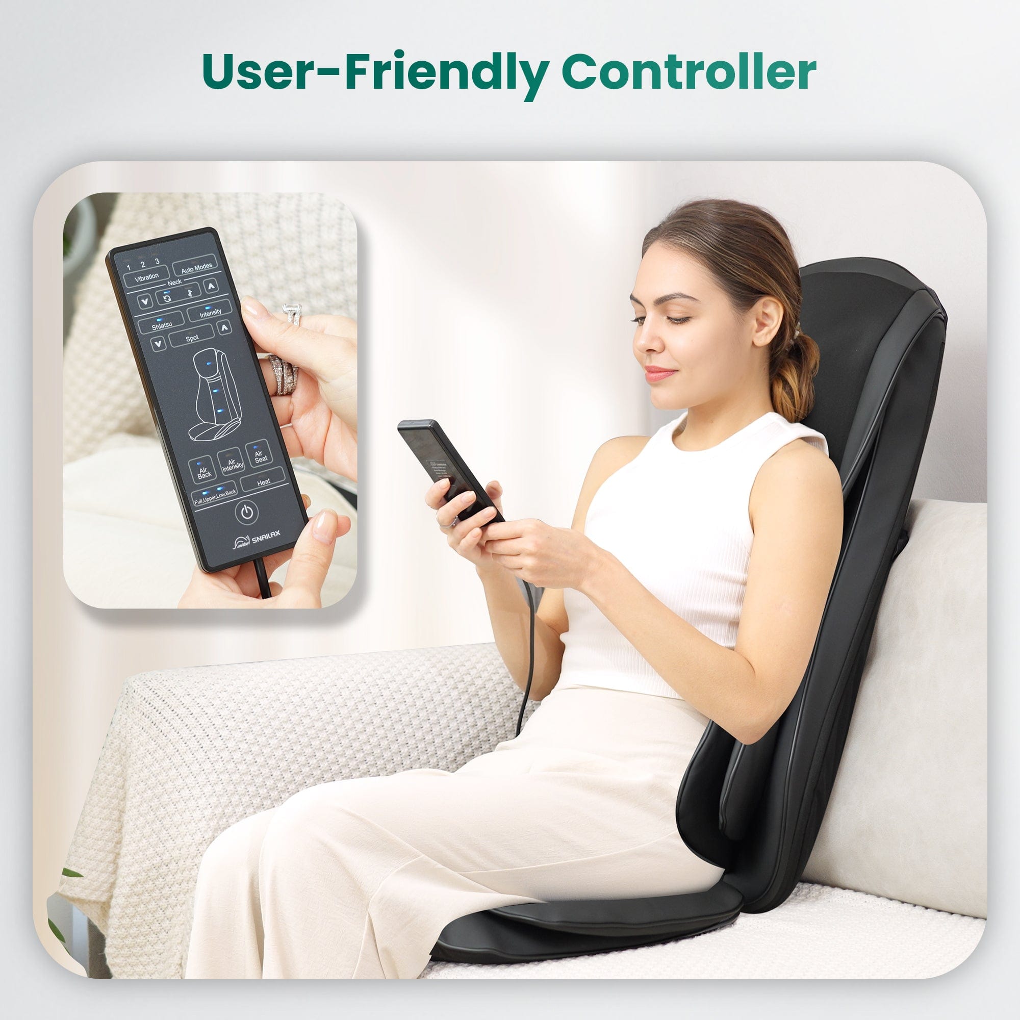 Remote Control of Snailax 2025 Updated Full Body Massage Chair Pad