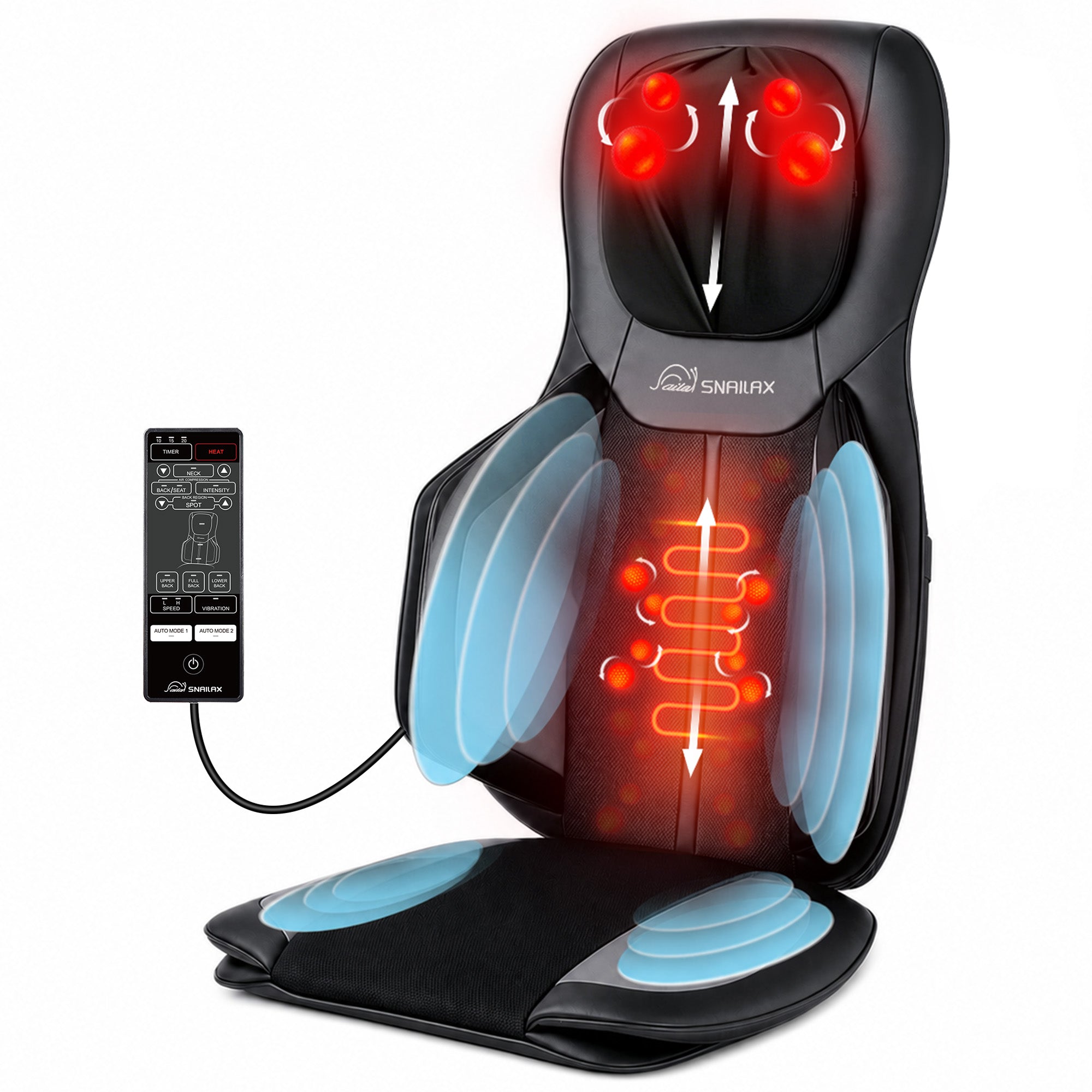 Snailax 2026 Upgraded Neck and Back Massager, Massage Chair Pad with Heat