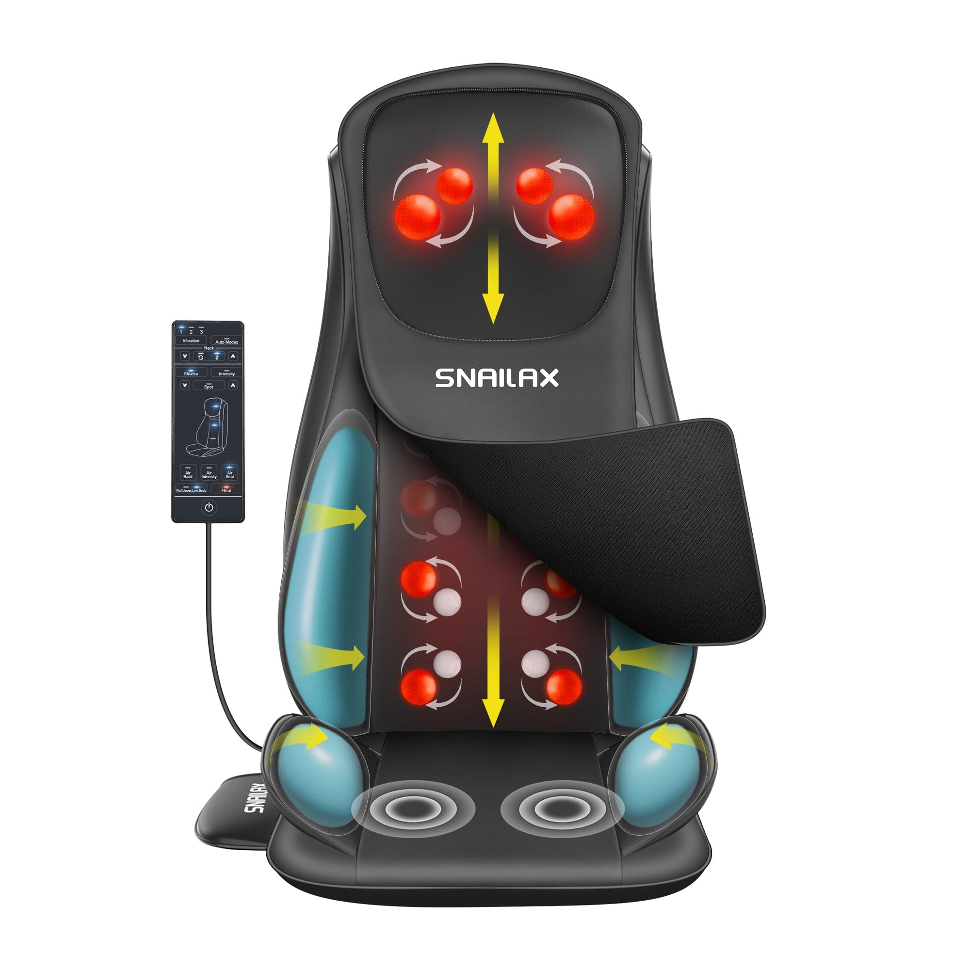 Snailax Shiatsu Back Massager with Heat - Chair Pad & Full Body Relief Snailax Shiatsu Back Massager with Heat - Chair Pad & Full Body Relief