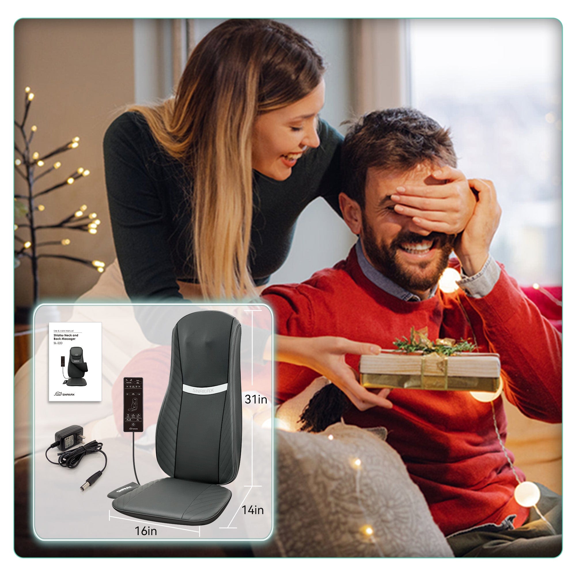 Snailax Back Massager Snailax Upgraded Deep Kneading Shiatsu Back Massager with Heat with Adjustable Intensity - 220