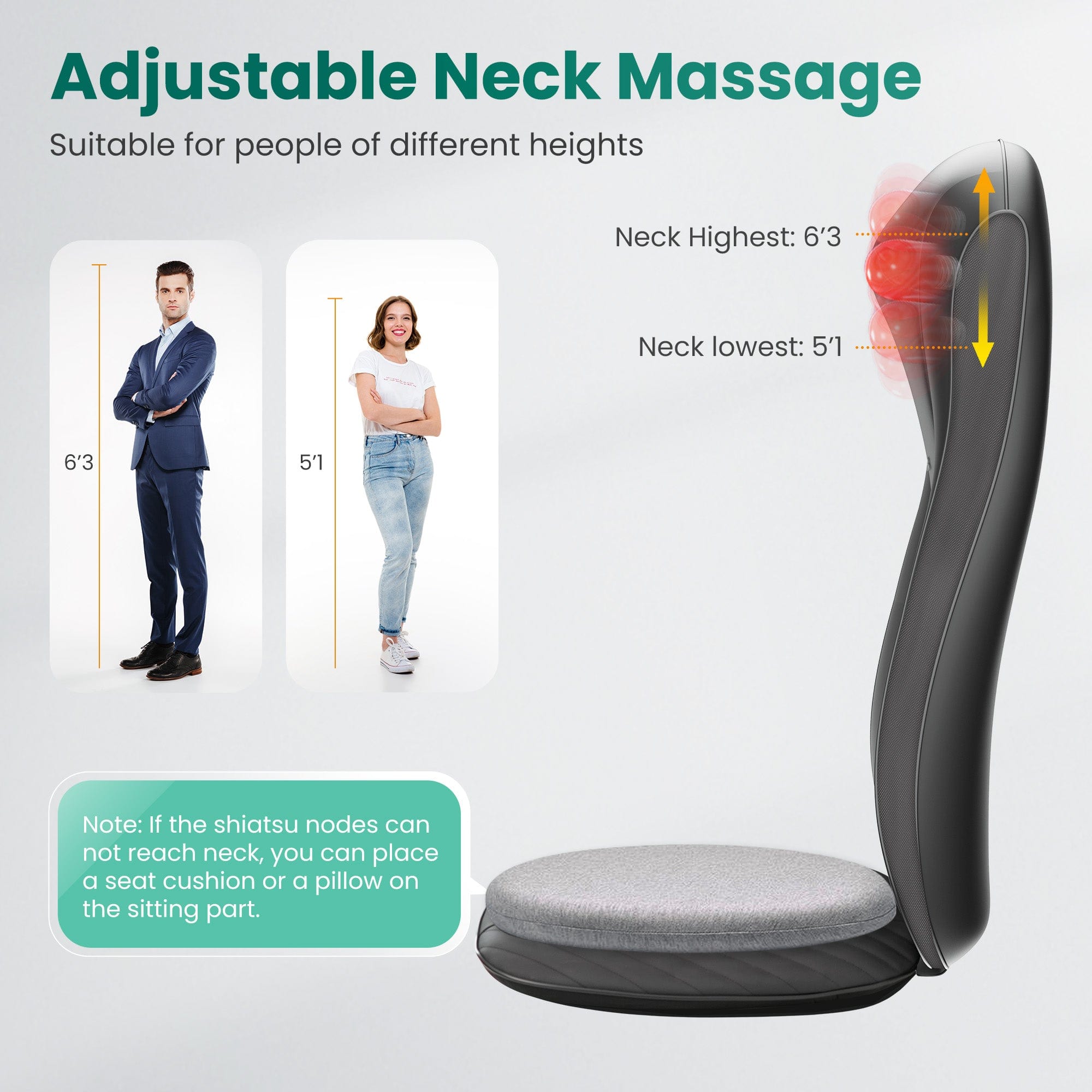 Snailax Back Massager Snailax Upgraded Deep Kneading Shiatsu Back Massager with Heat with Adjustable Intensity - 220