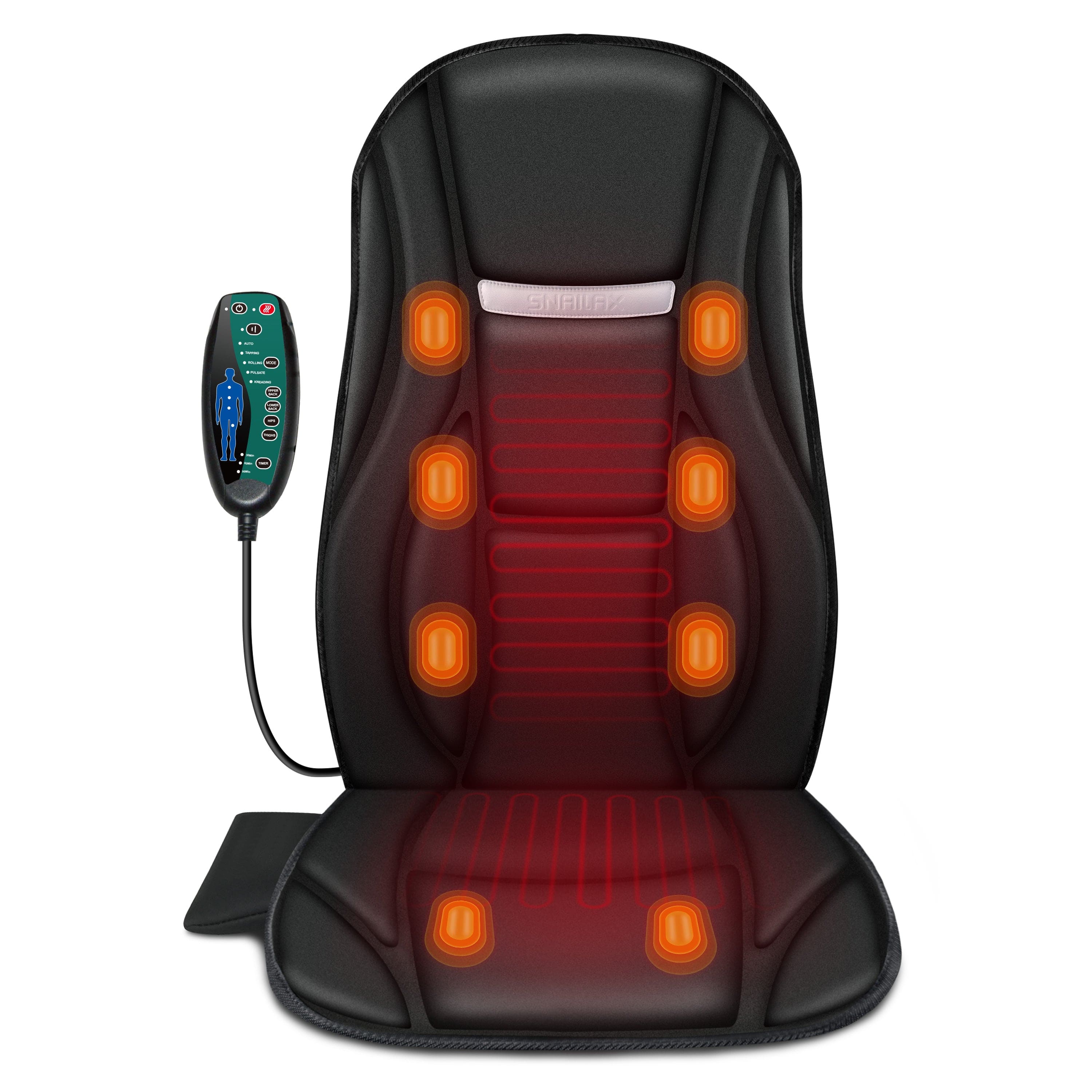 Snailax Back Massager Snailax Vibration Back Massager with Heat, Seat Massager with 8 Vibrating Motors & 5 Modes - 222