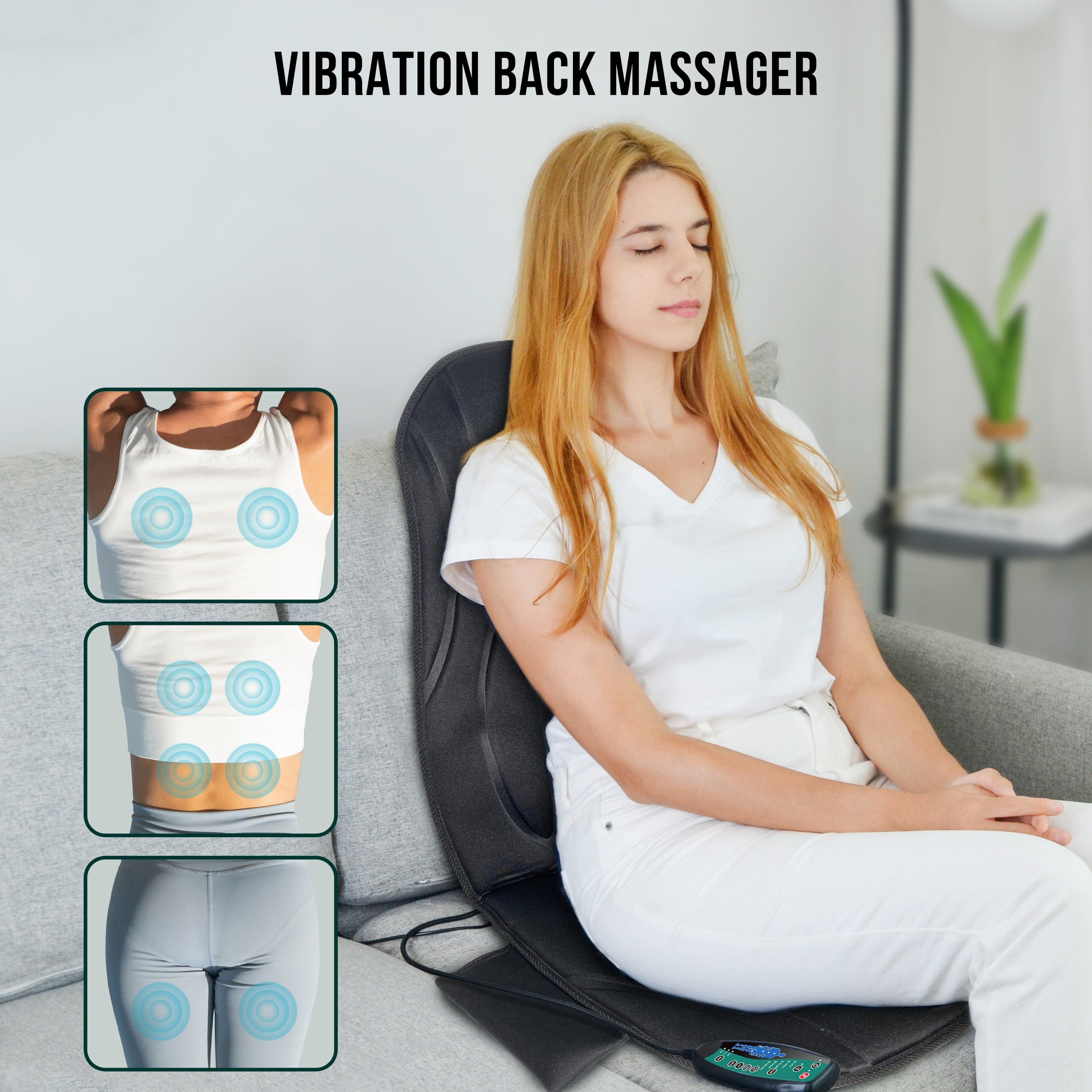 Snailax Back Massager Snailax Vibration Back Massager with Heat, Seat Massager with 8 Vibrating Motors & 5 Modes - 222
