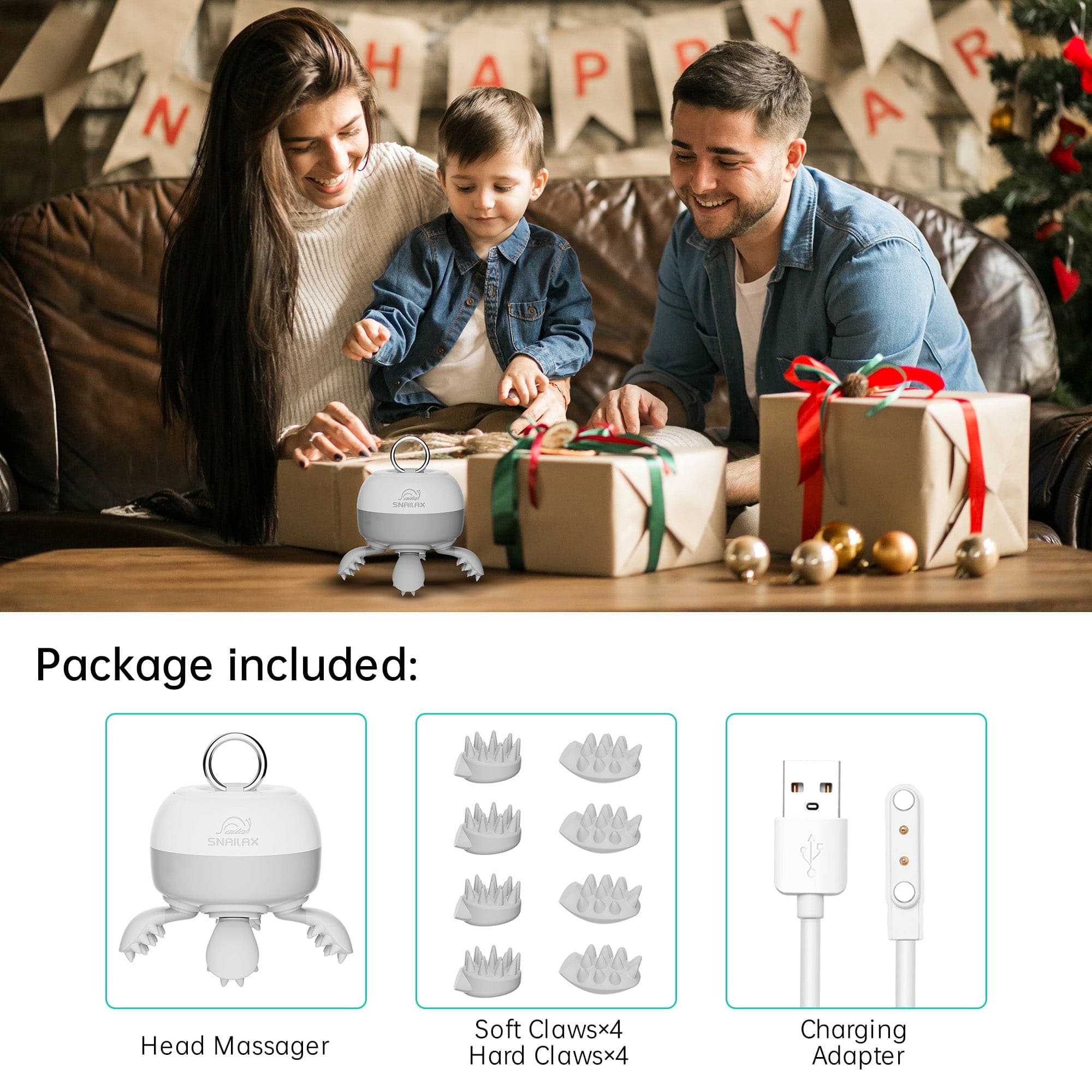 Snailax Handheld Massager Snailax Electric Handheld Cordless Head Scalp Massager for Stress Relaxation & Hair Growth - 4329