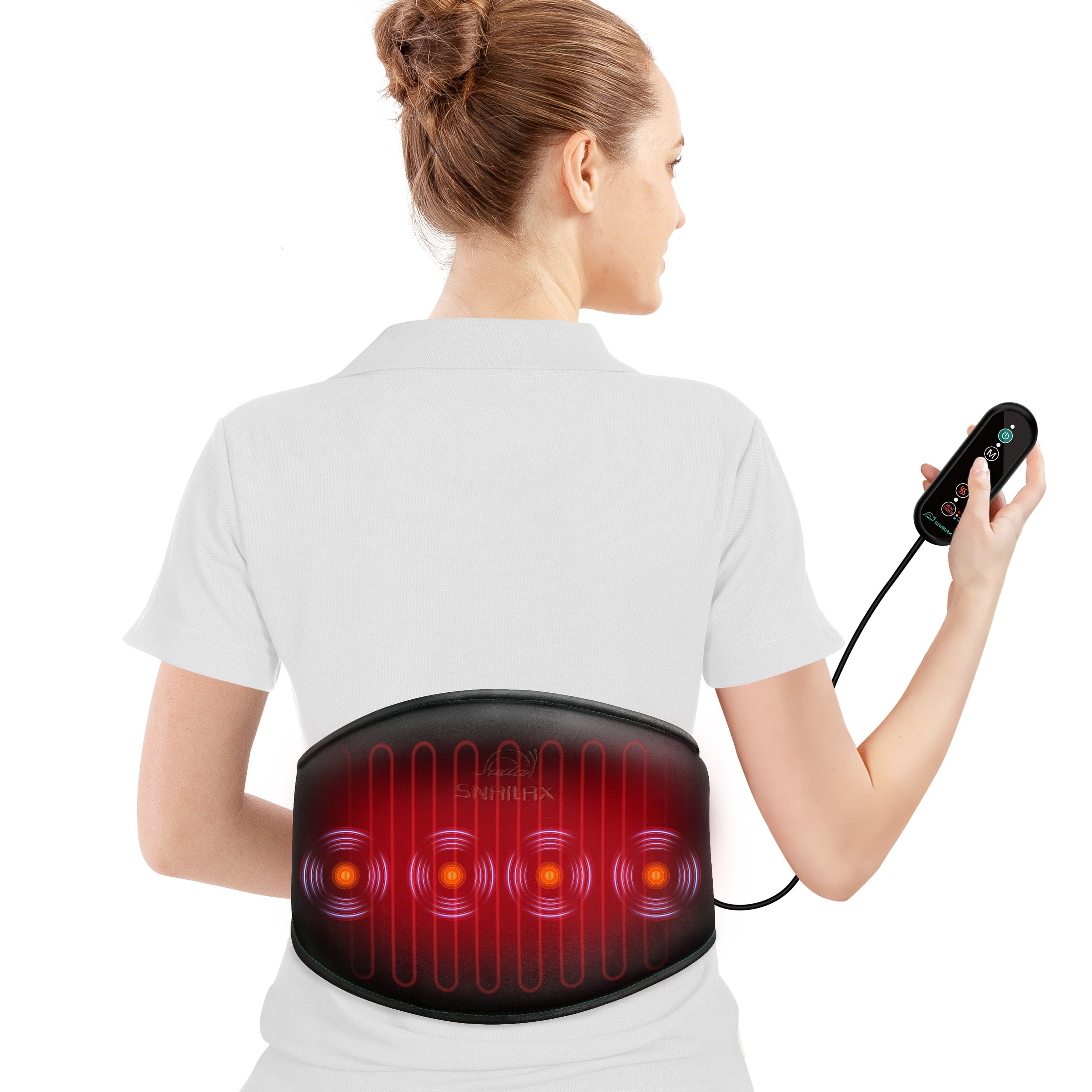 Snailax Lumbar Support & Massager Black Snailax Vibration Massage Belt for Back Pain Relief with Heat - 606