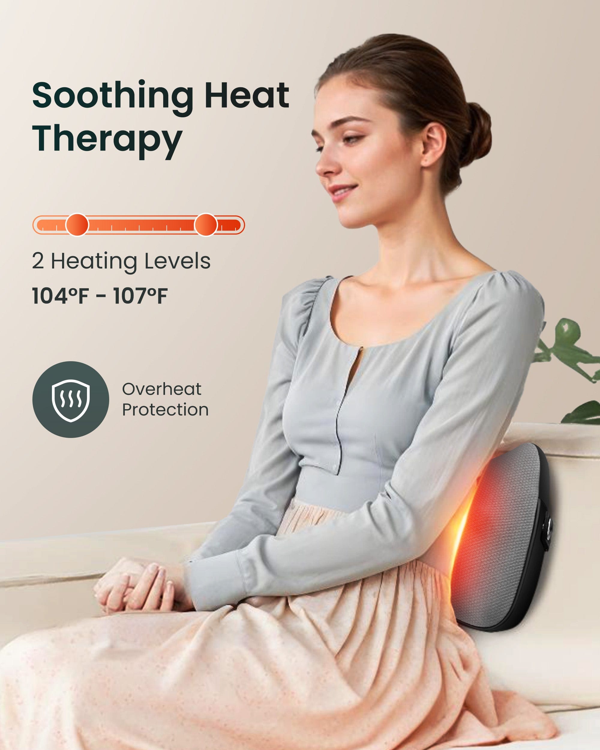 Snailax Lumbar Support & Massager Snailax Back and Neck Massager with Heat, Cordless Shiatsu Neck Massager, 4D Massager for Neck, Shoulder, Lower Back, Massage Pillow - 145