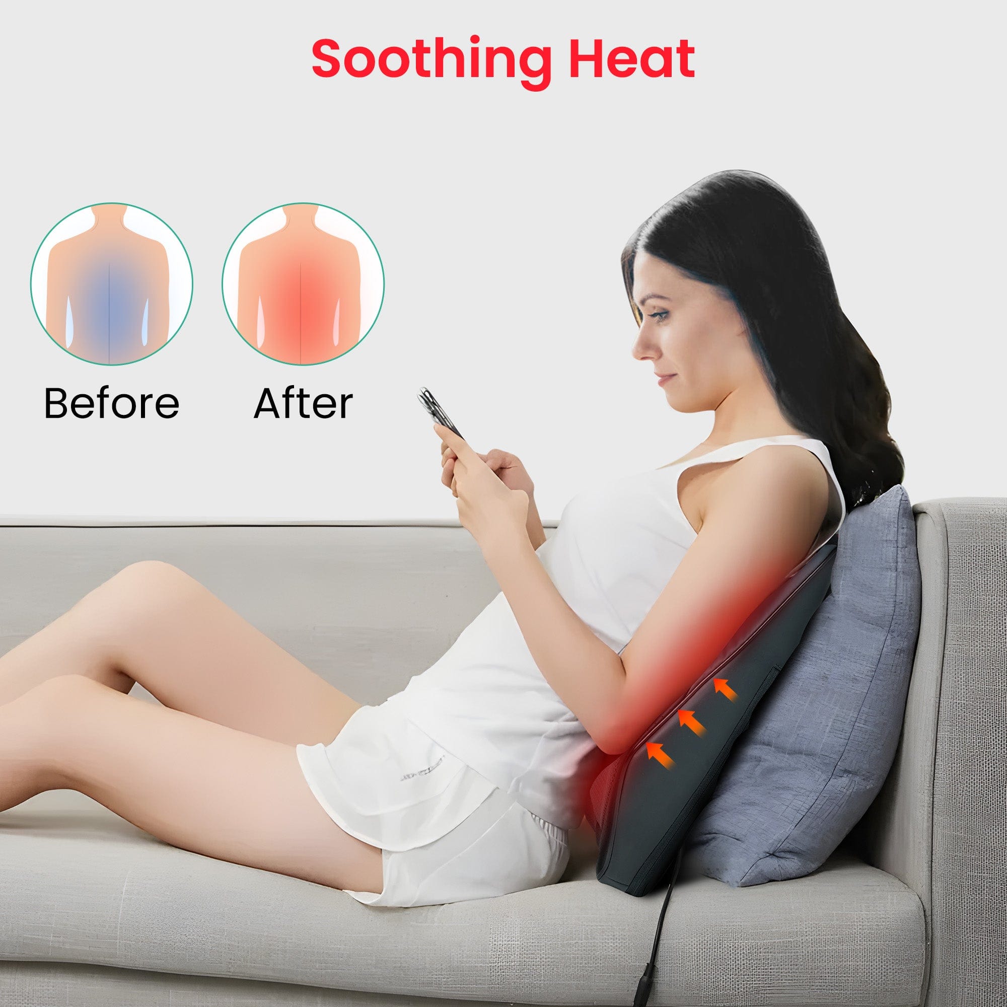 Snailax Lumbar Support & Massager Snailax Back Massager for Back Pain Deep Tissue, Shiatsu Lower Back Neck Massager with Heat, Kneading Massage Pillow for Back Neck Shoulder - 128