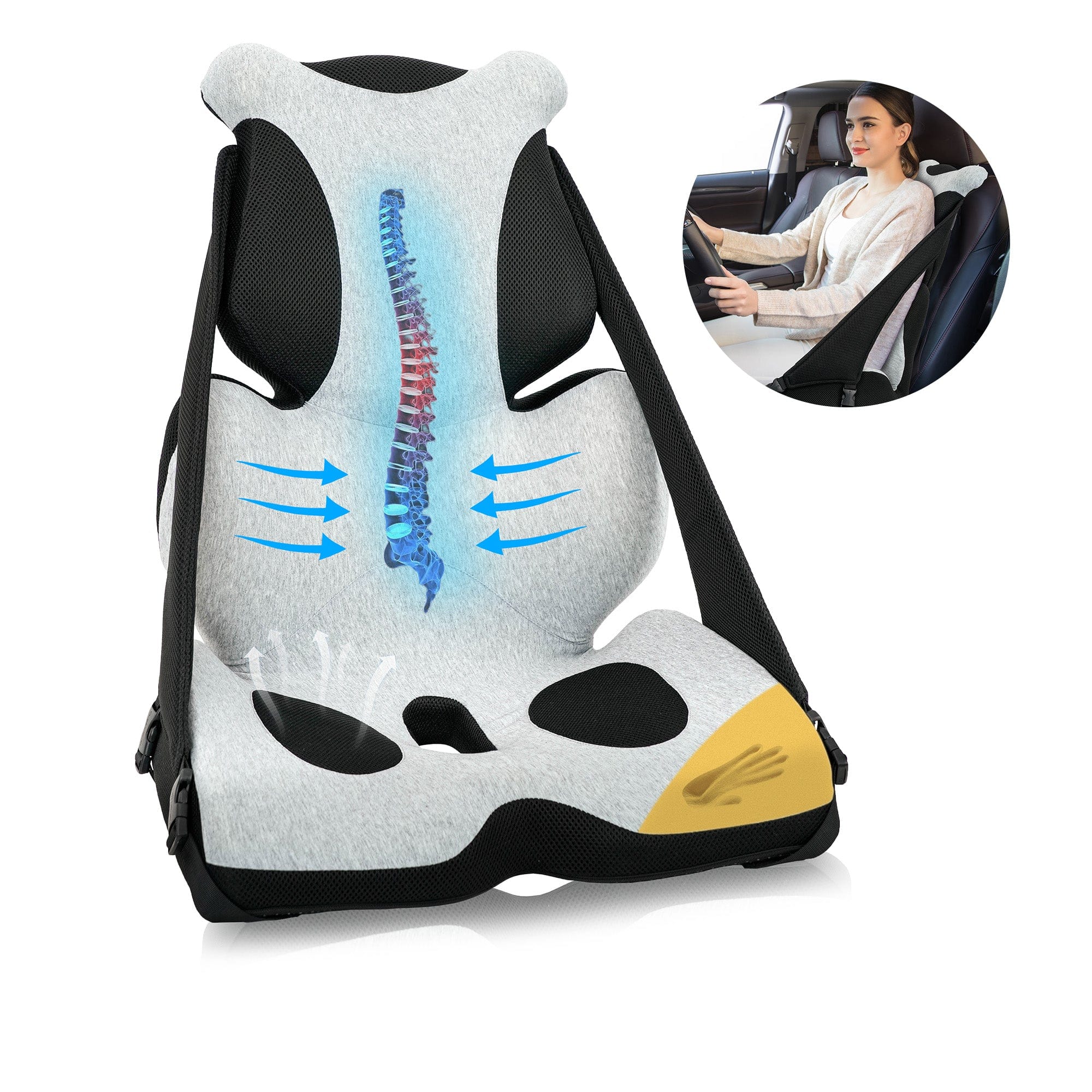 Snailax Lumbar Support & Massager Snailax Memory Foam Office Chair Cushion with Lumbar Support Pillow to Improve Posture, Sciatica, Hip & Back Coccyx Tailbone Pain Relief - 230
