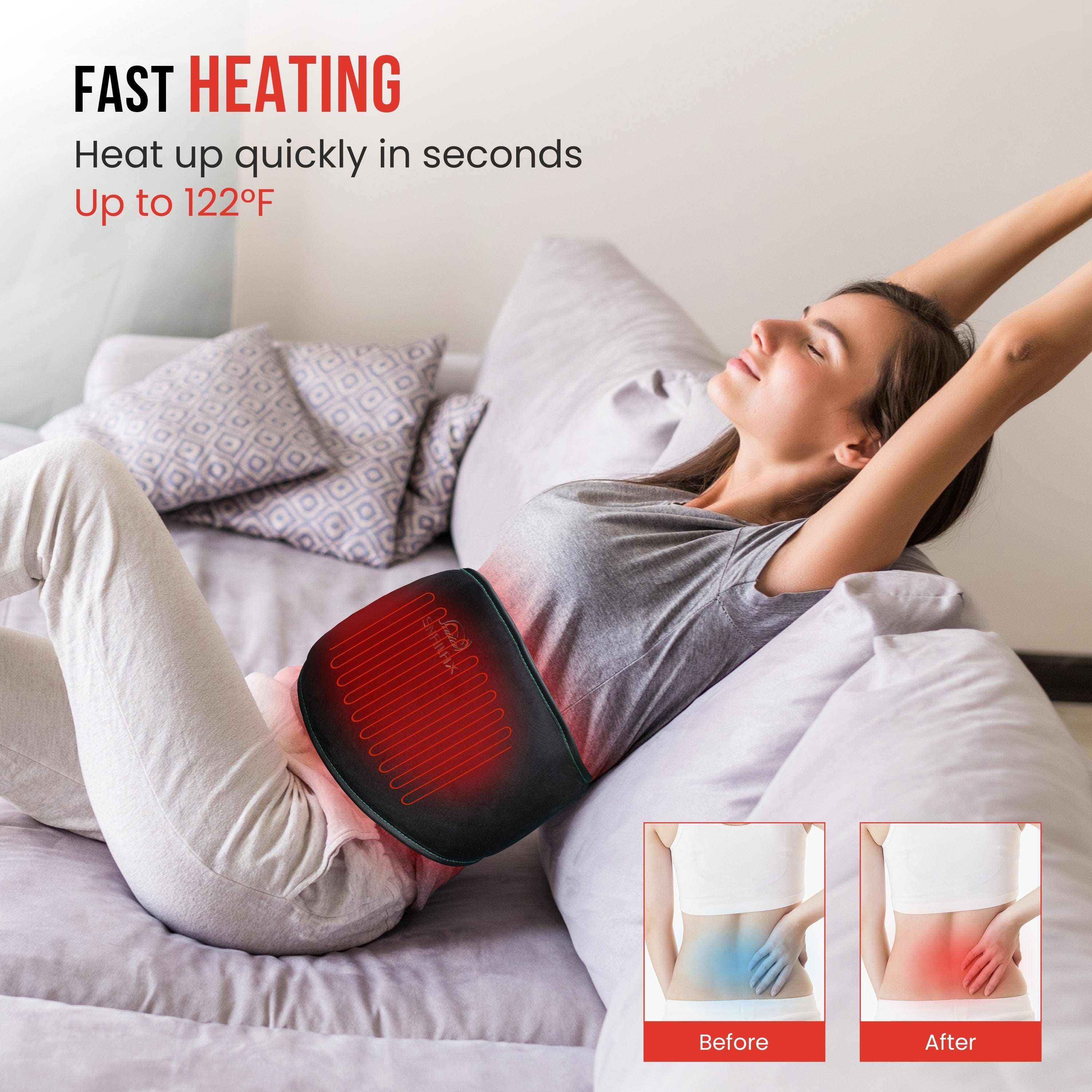 Snailax Lumbar Support & Massager Snailax Vibration Massage Belt for Back Pain Relief with Heat - 606