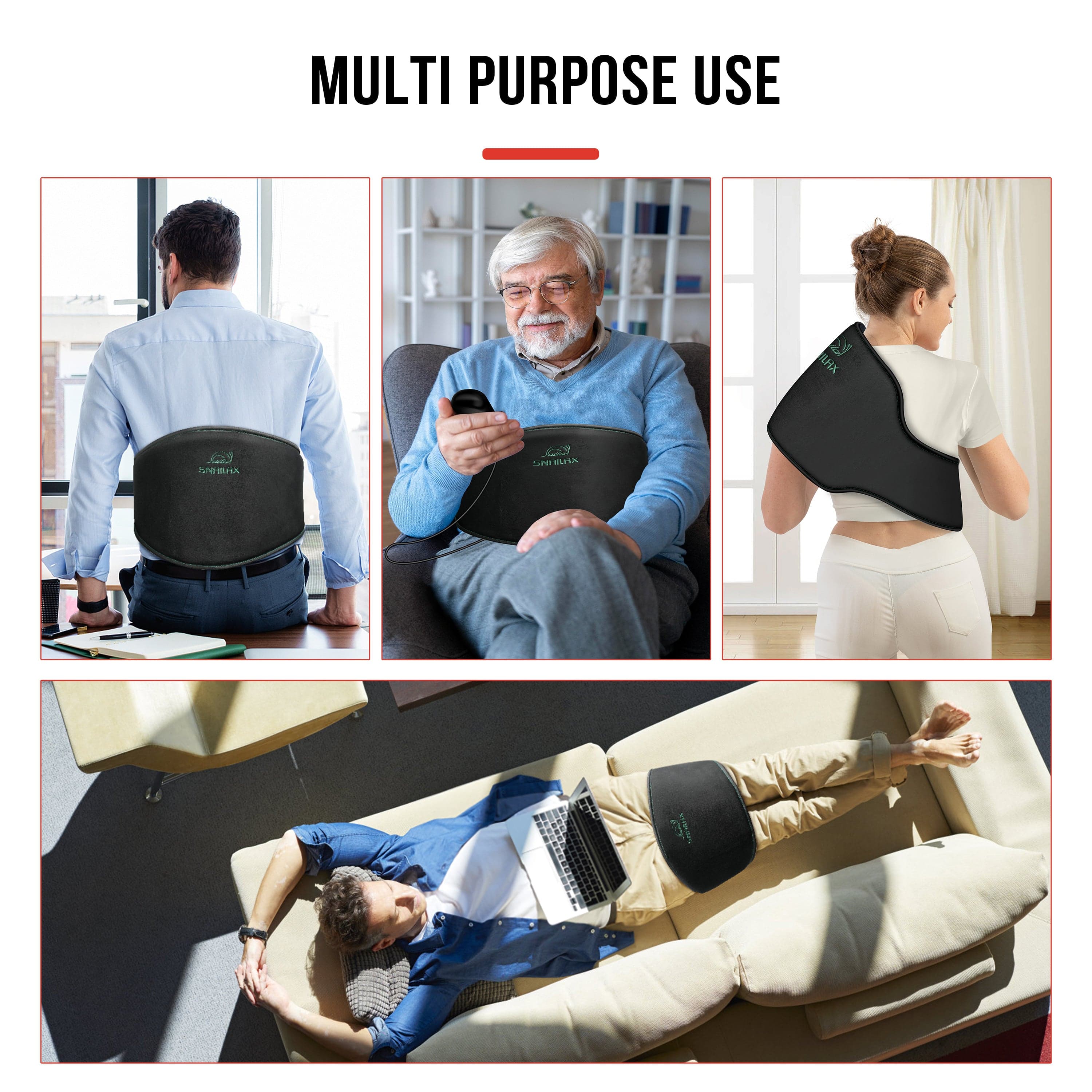 Snailax Lumbar Support & Massager Snailax Vibration Massage Belt for Back Pain Relief with Heat - 606